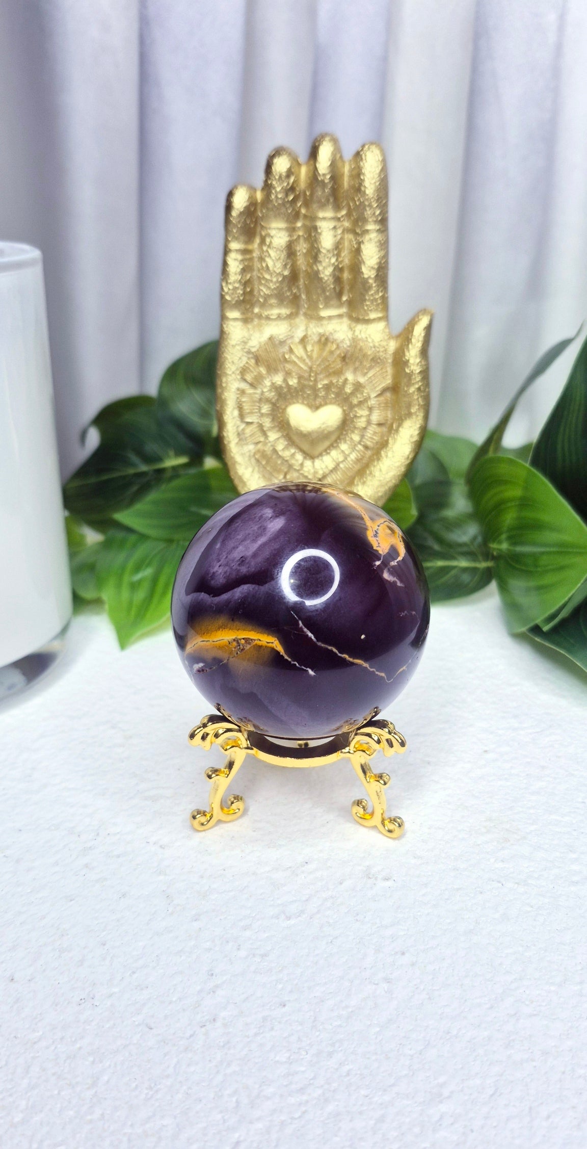 Purple x Yellow Mookaite Sphere on Stand