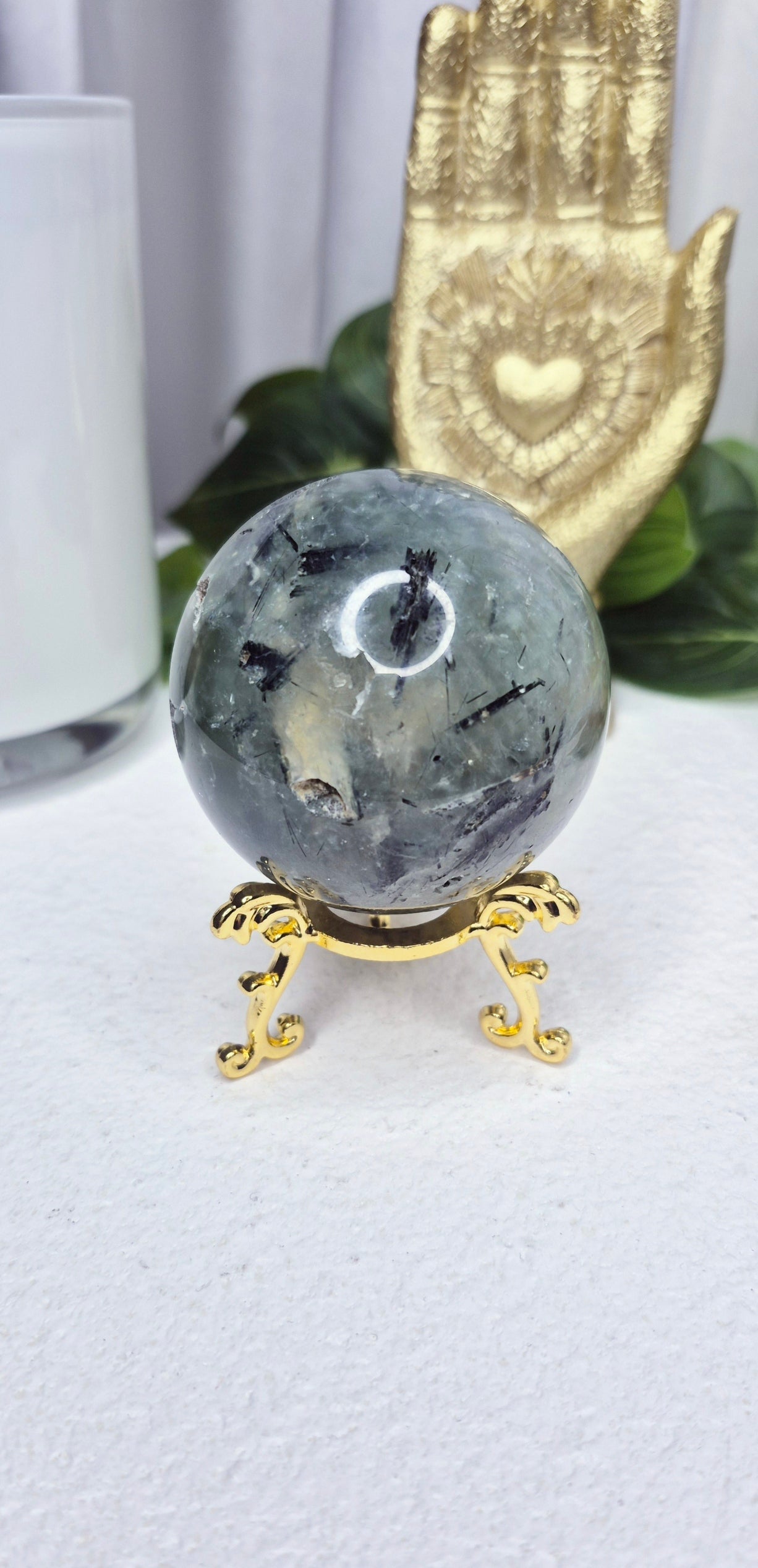 Prehnite Sphere on Stand