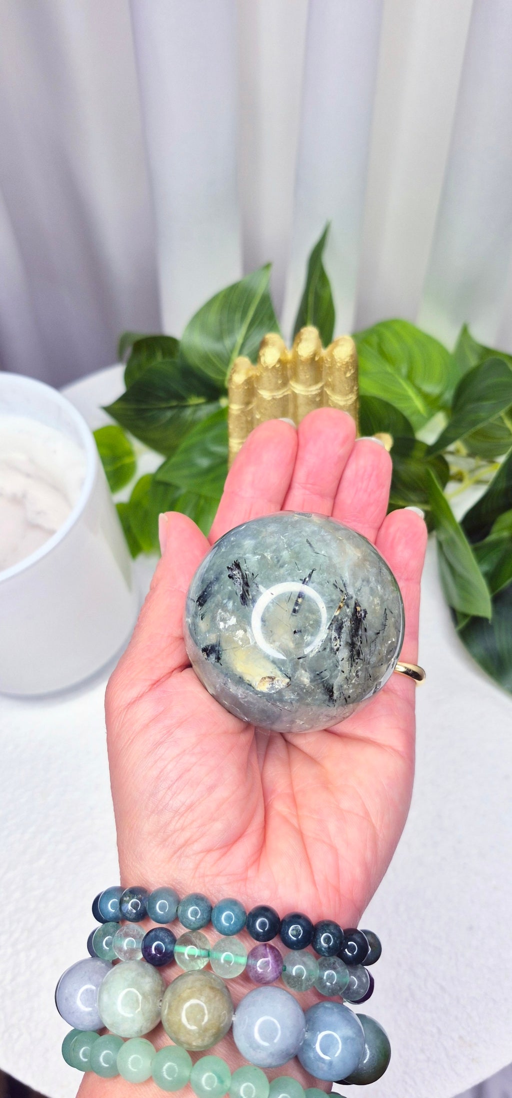 Prehnite Sphere on Stand