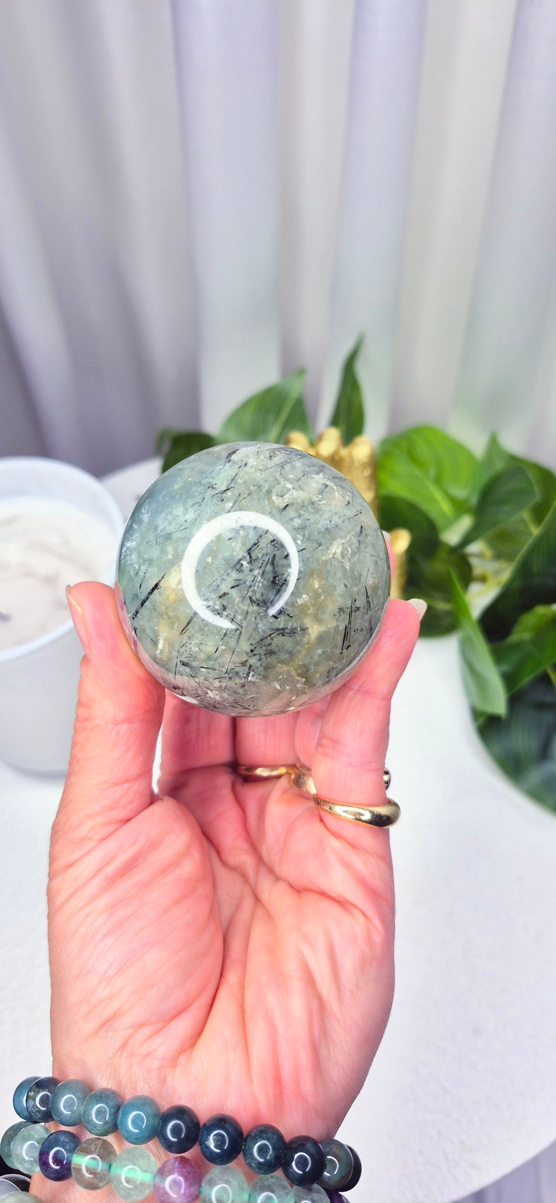Prehnite Sphere on Stand
