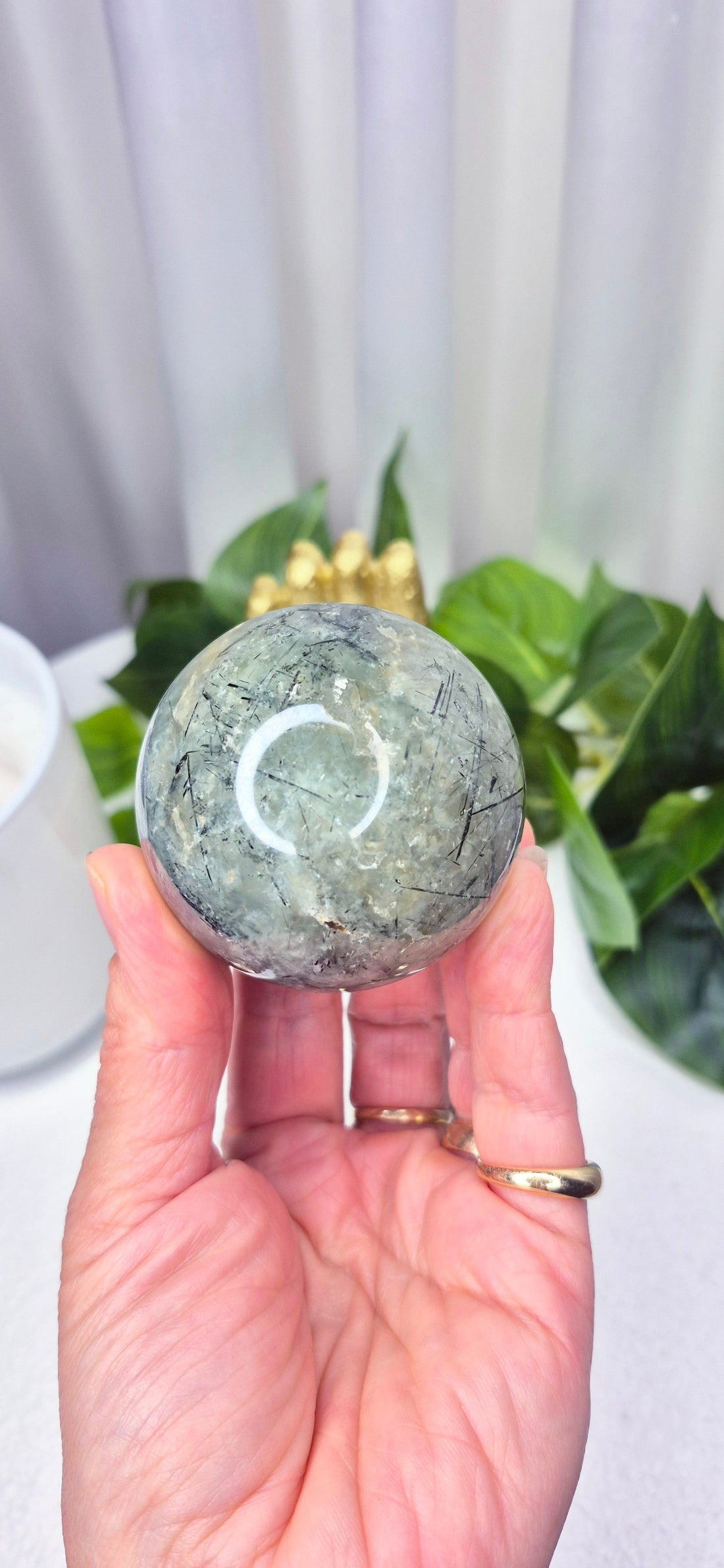 Prehnite Sphere on Stand