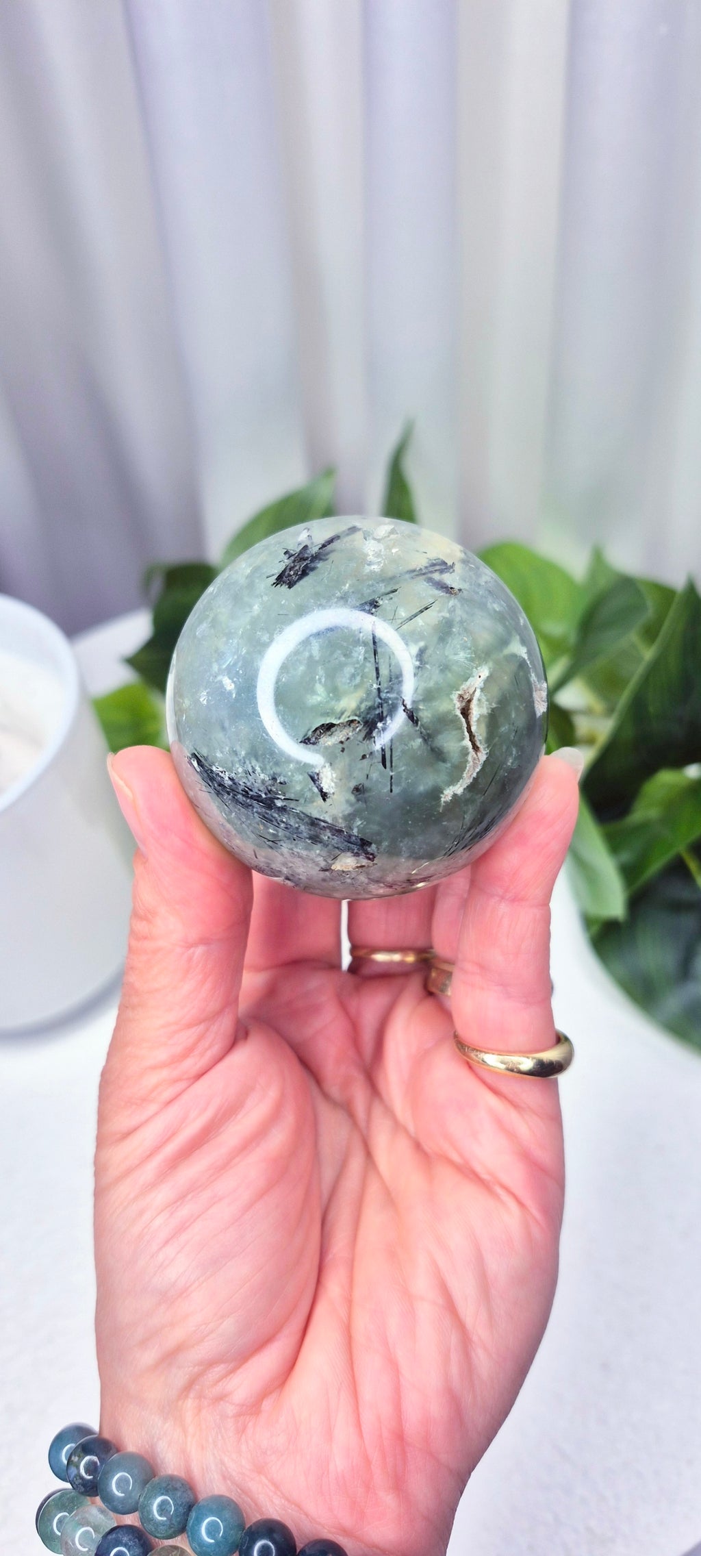 Prehnite Sphere on Stand