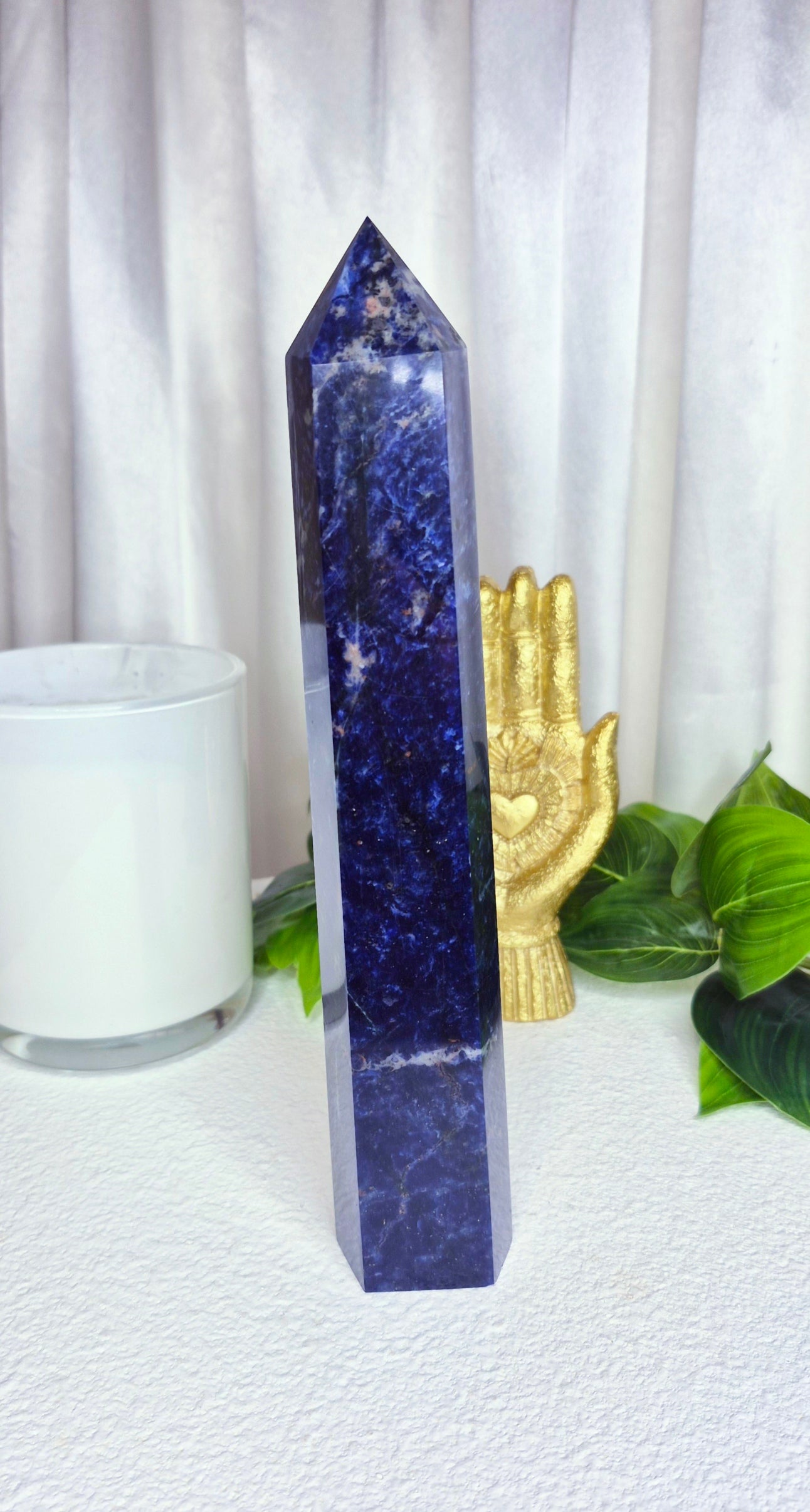 High-Grade Midnight Blue Sodalite Obelisk Tower
