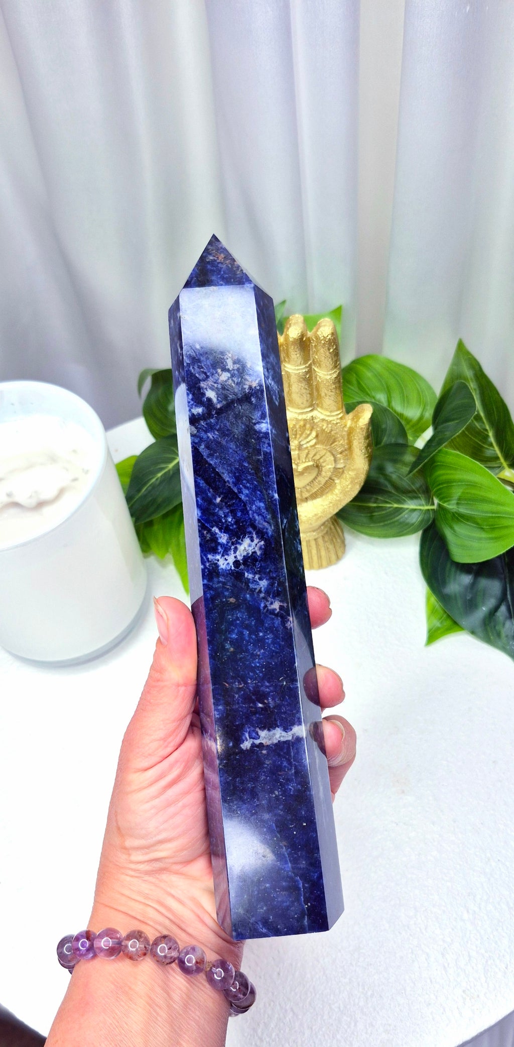 High-Grade Midnight Blue Sodalite Obelisk Tower