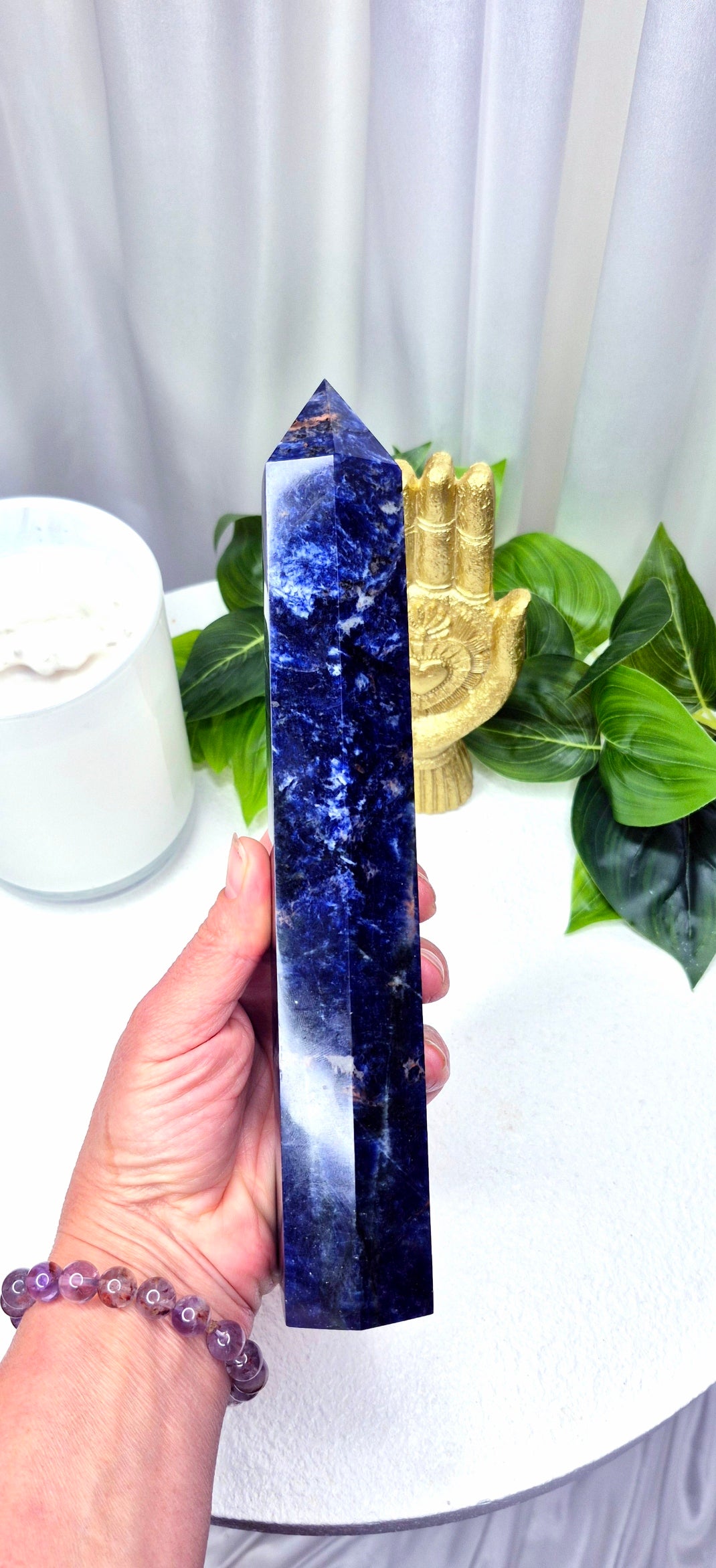 High-Grade Midnight Blue Sodalite Obelisk Tower
