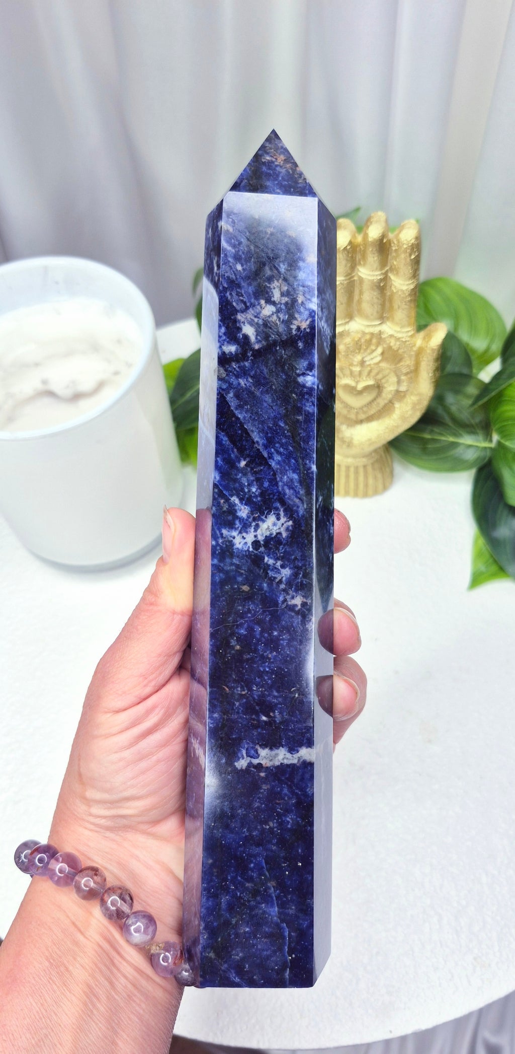 High-Grade Midnight Blue Sodalite Obelisk Tower