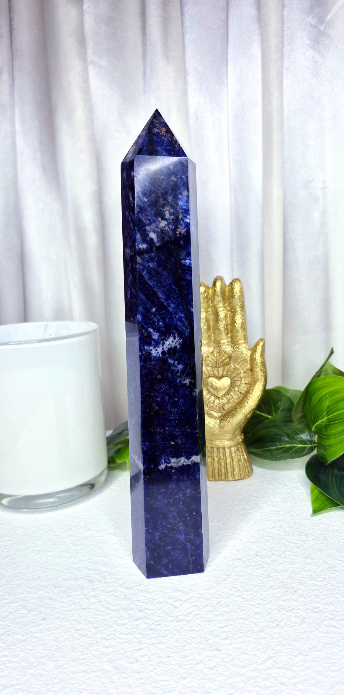 High-Grade Midnight Blue Sodalite Obelisk Tower