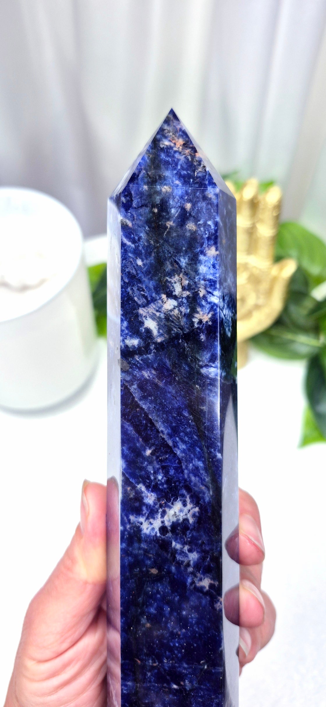 High-Grade Midnight Blue Sodalite Obelisk Tower