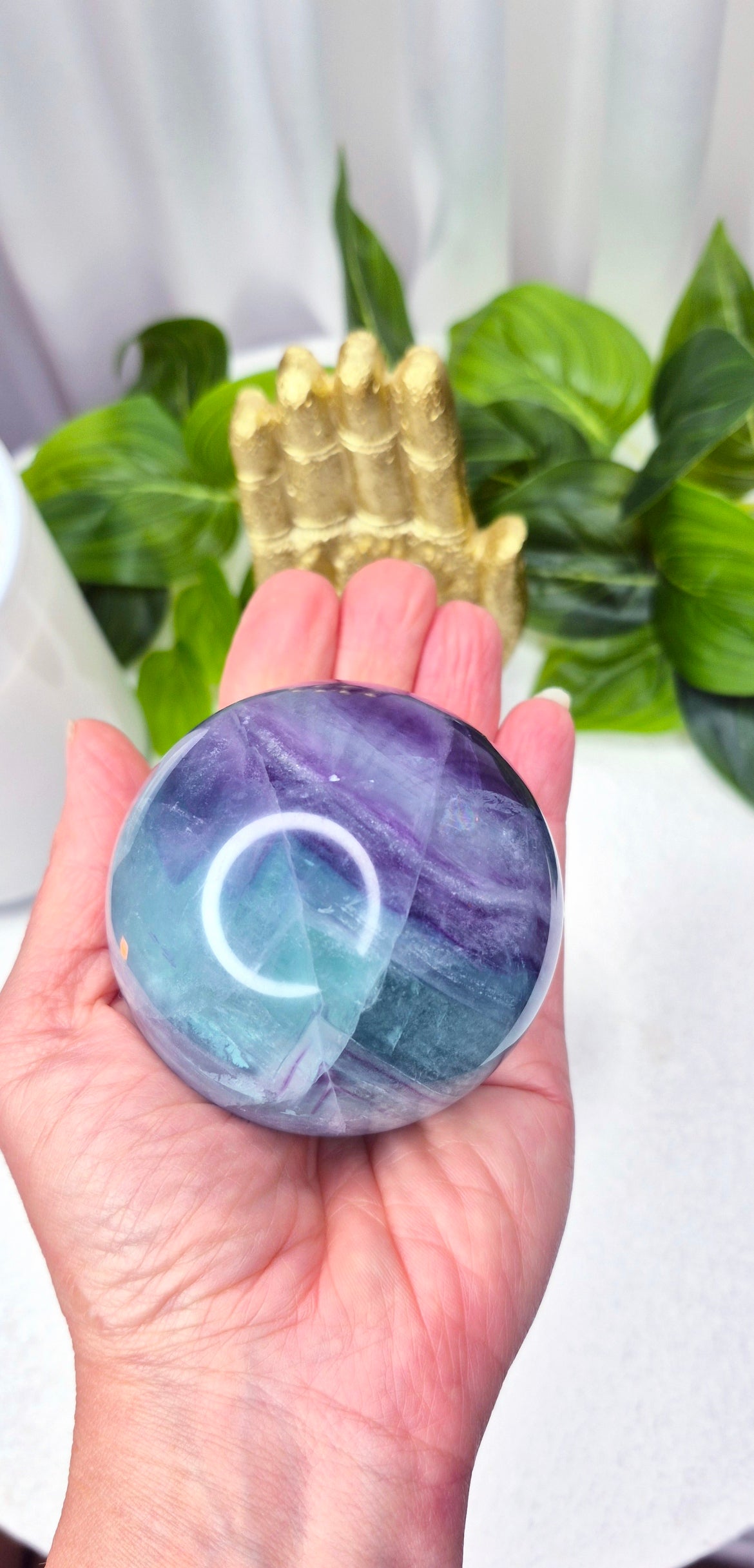 High Grade Rainbow Fluorite Sphere on Stand