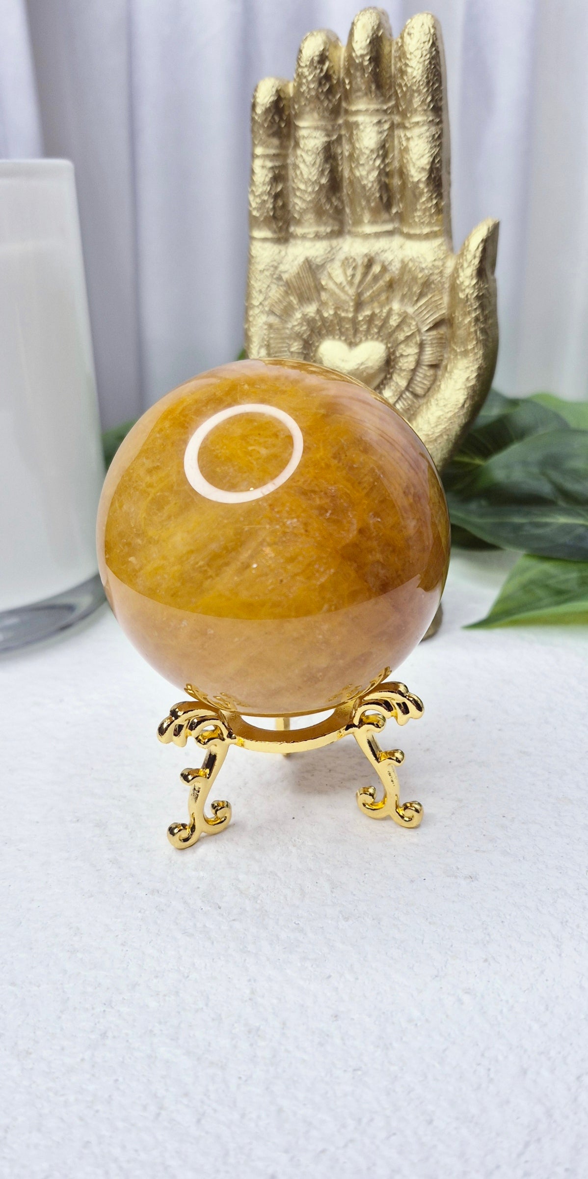 A-Grade Golden Healer Sphere on Stand #A