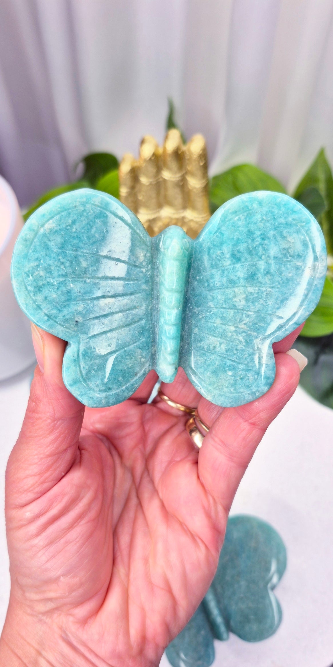 Amazonite 3D Butterfly Carving