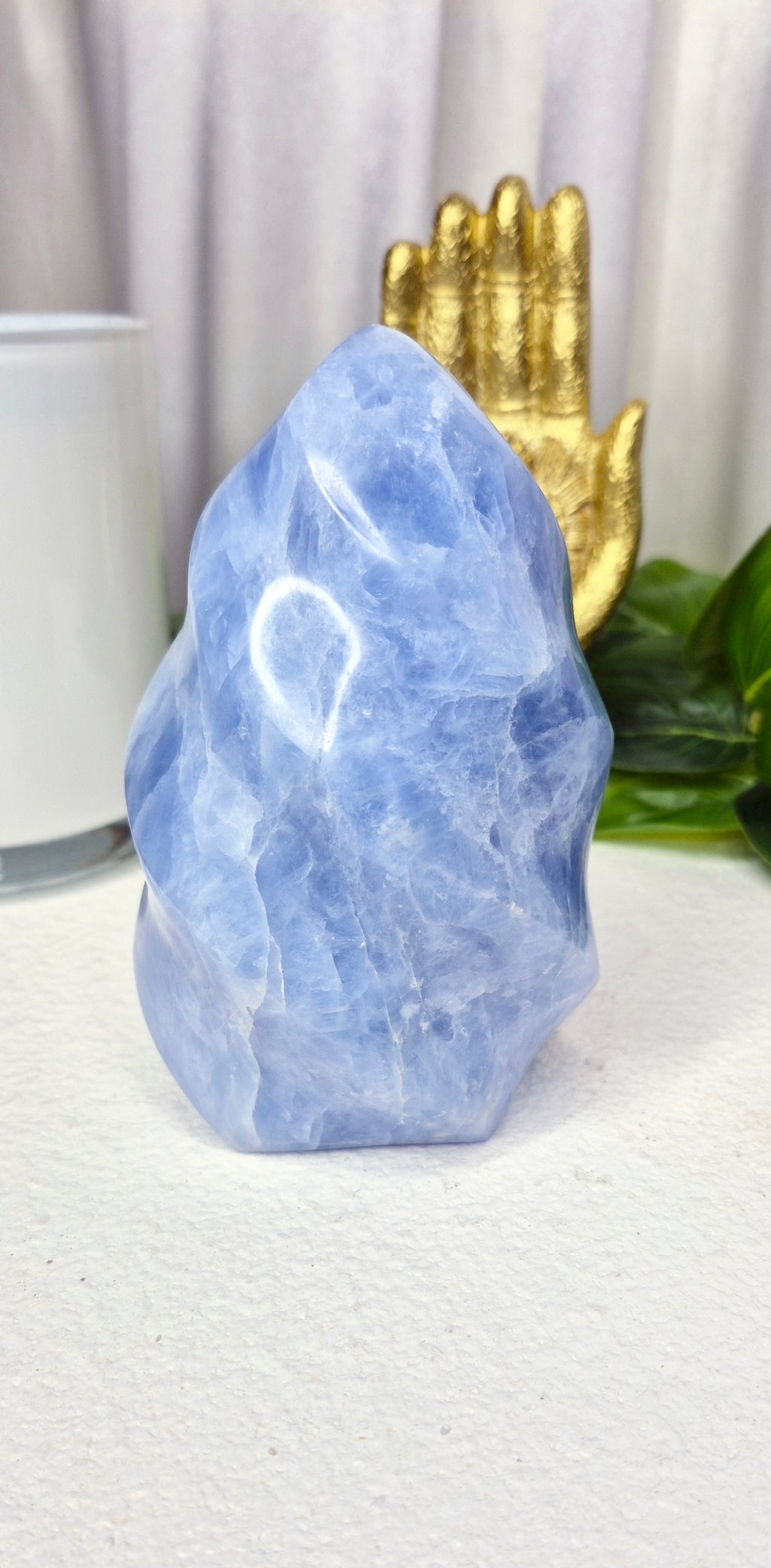 Blue Calcite Flame Carving (Large)