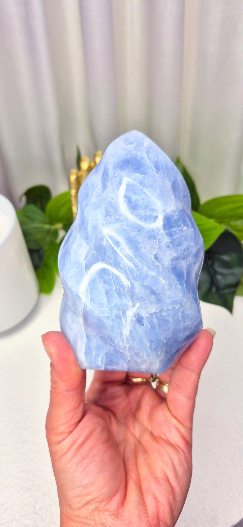 Blue Calcite Flame Carving (Large)