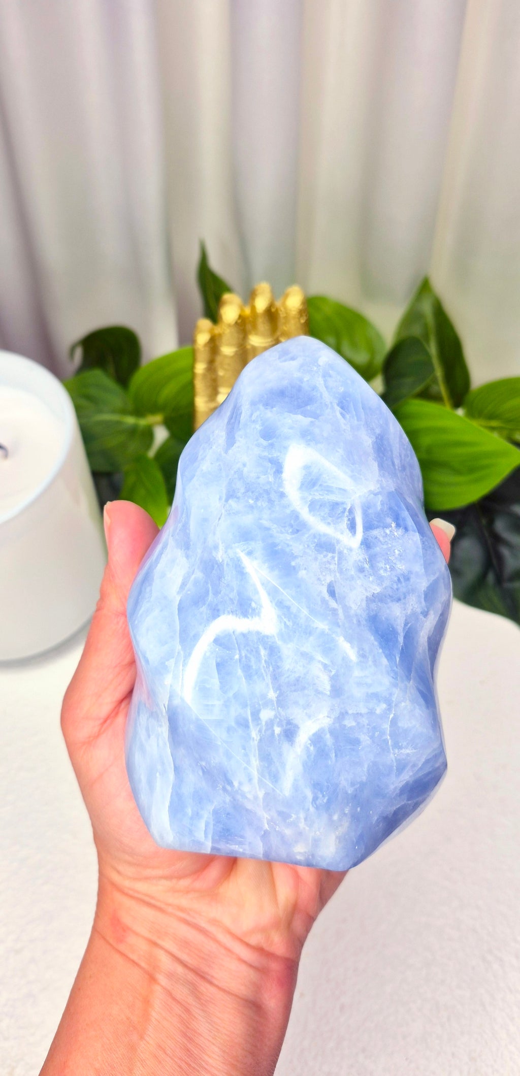 Blue Calcite Flame Carving (Large)