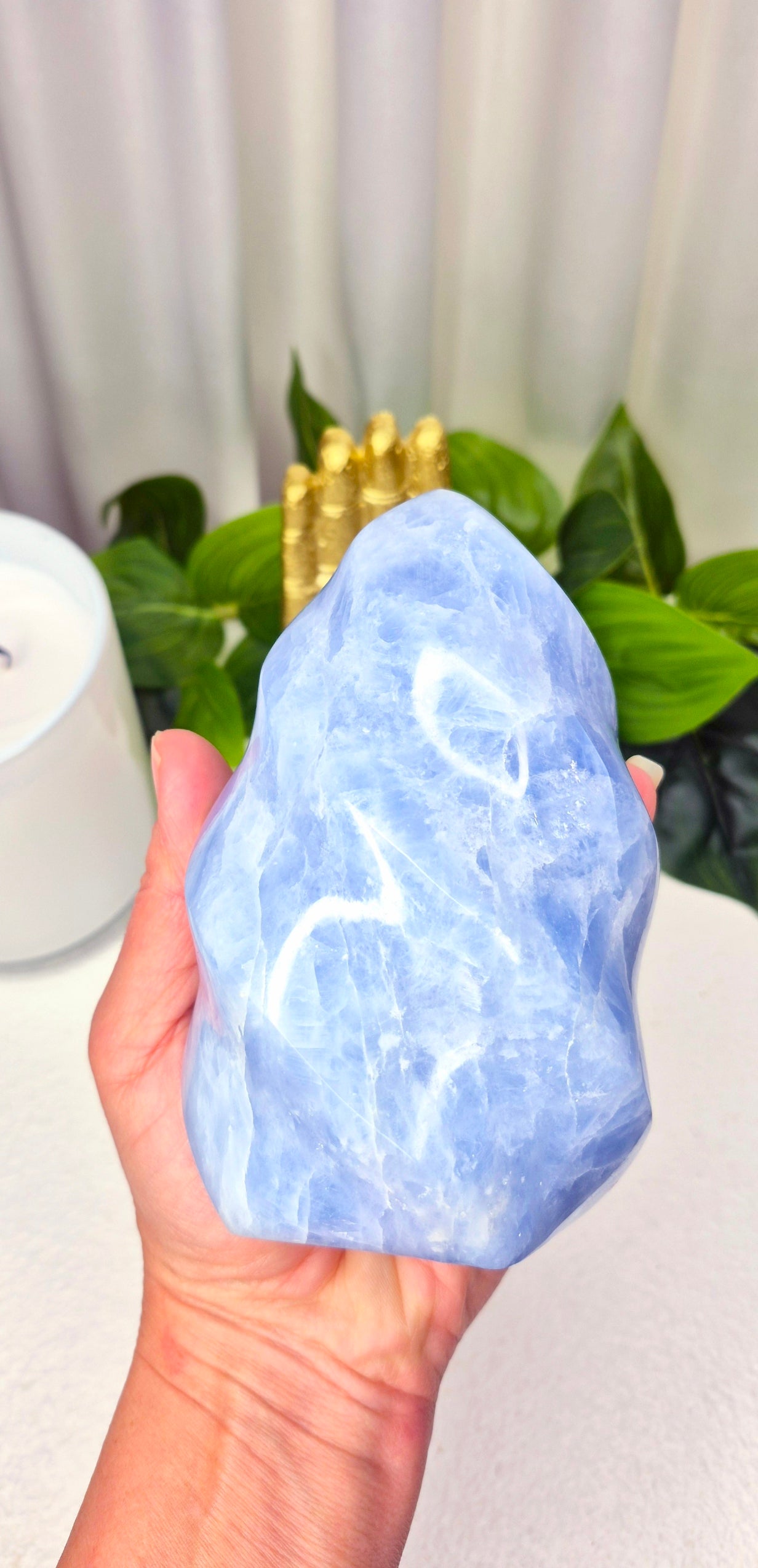 Blue Calcite Flame Carving (Large)