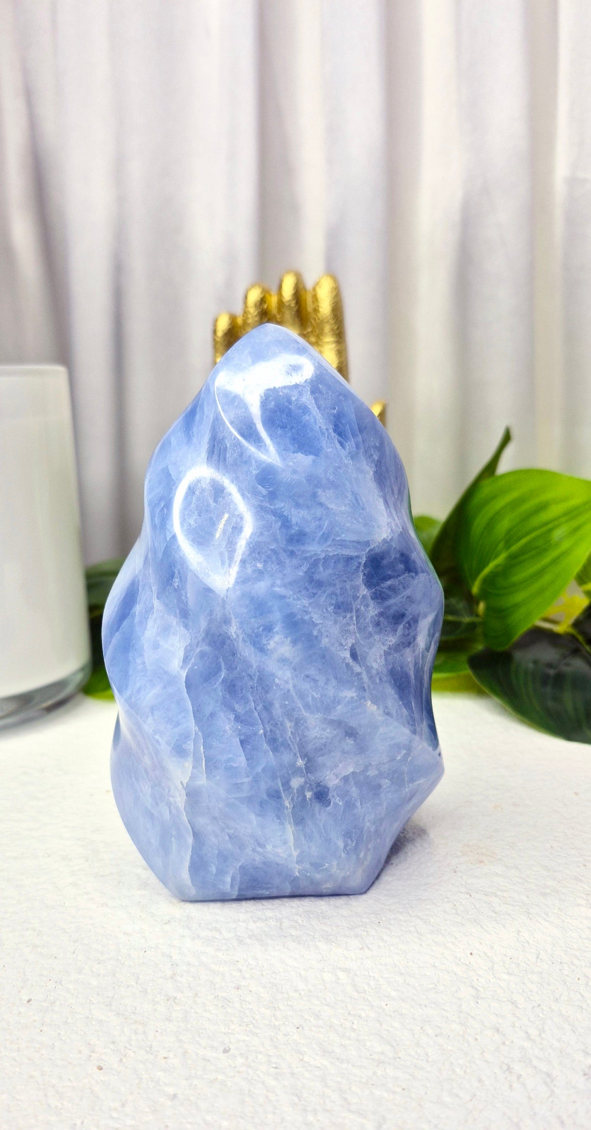Blue Calcite Flame Carving (Large)