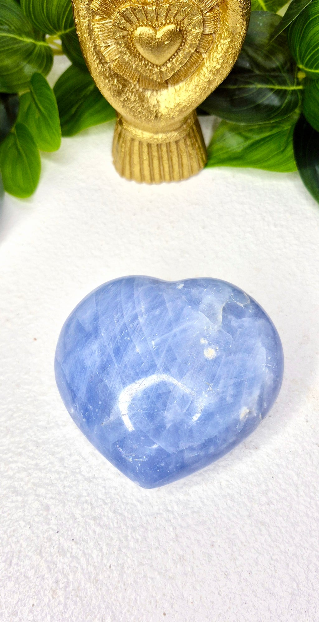 Blue Calcite Heart Carving (Large)
