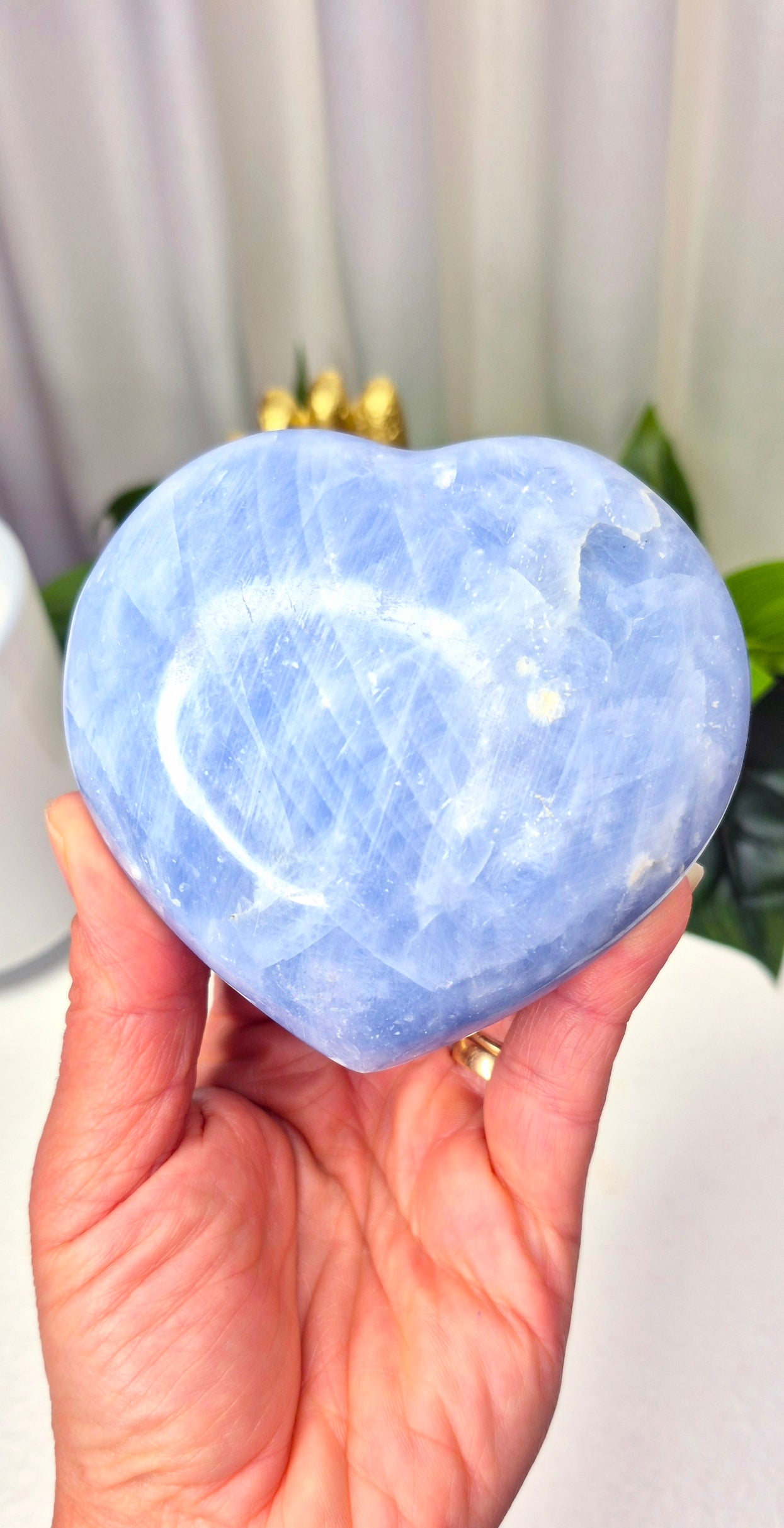 Blue Calcite Heart Carving (Large)