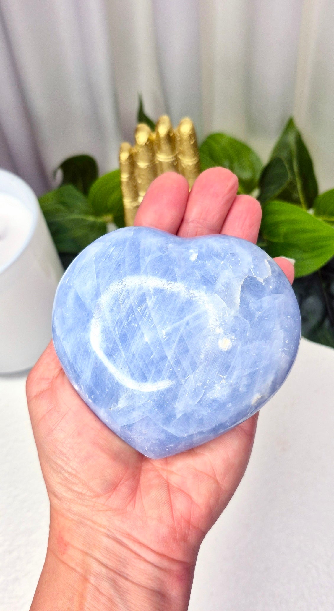 Blue Calcite Heart Carving (Large)