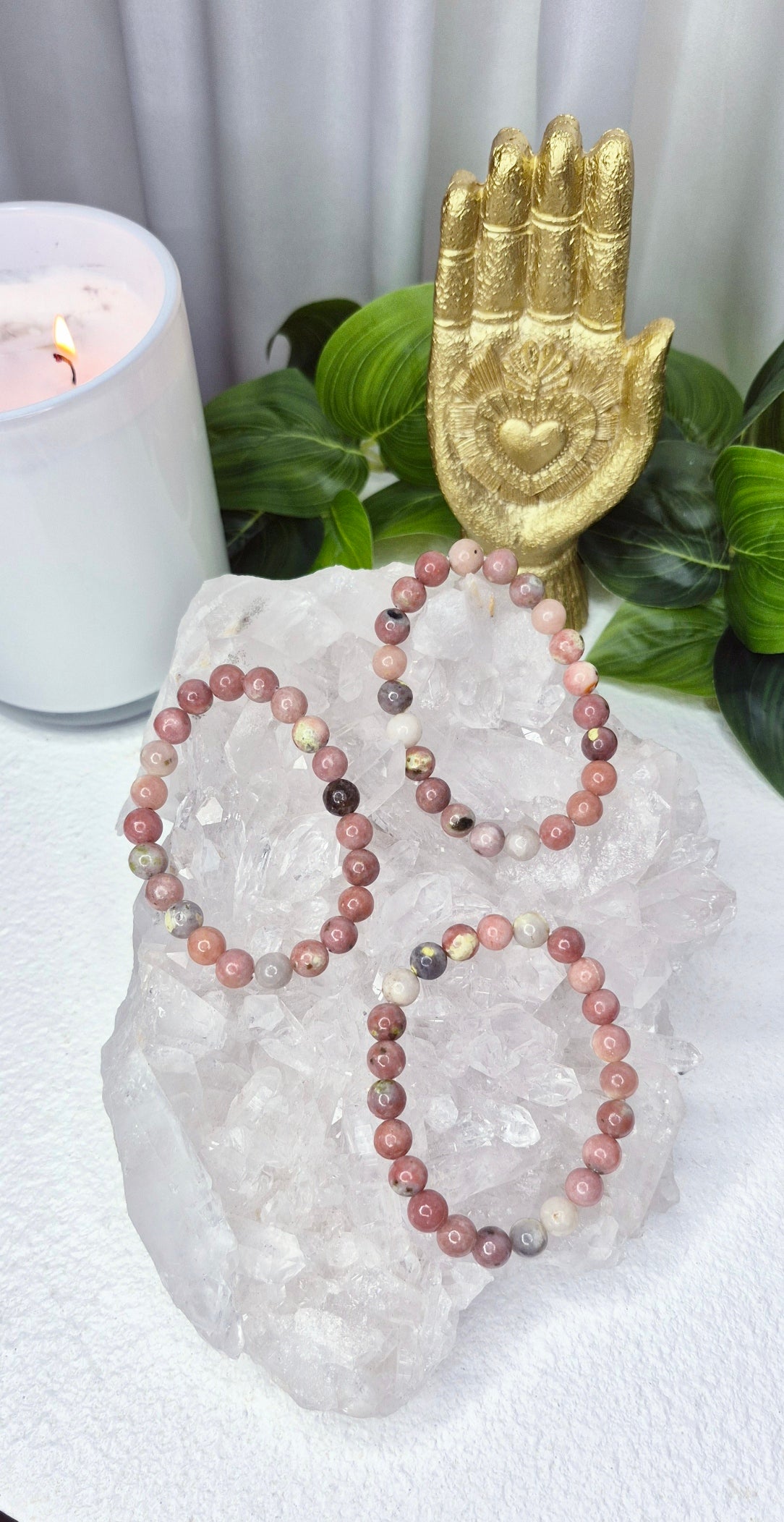 Flower Agate Beaded Bracelet