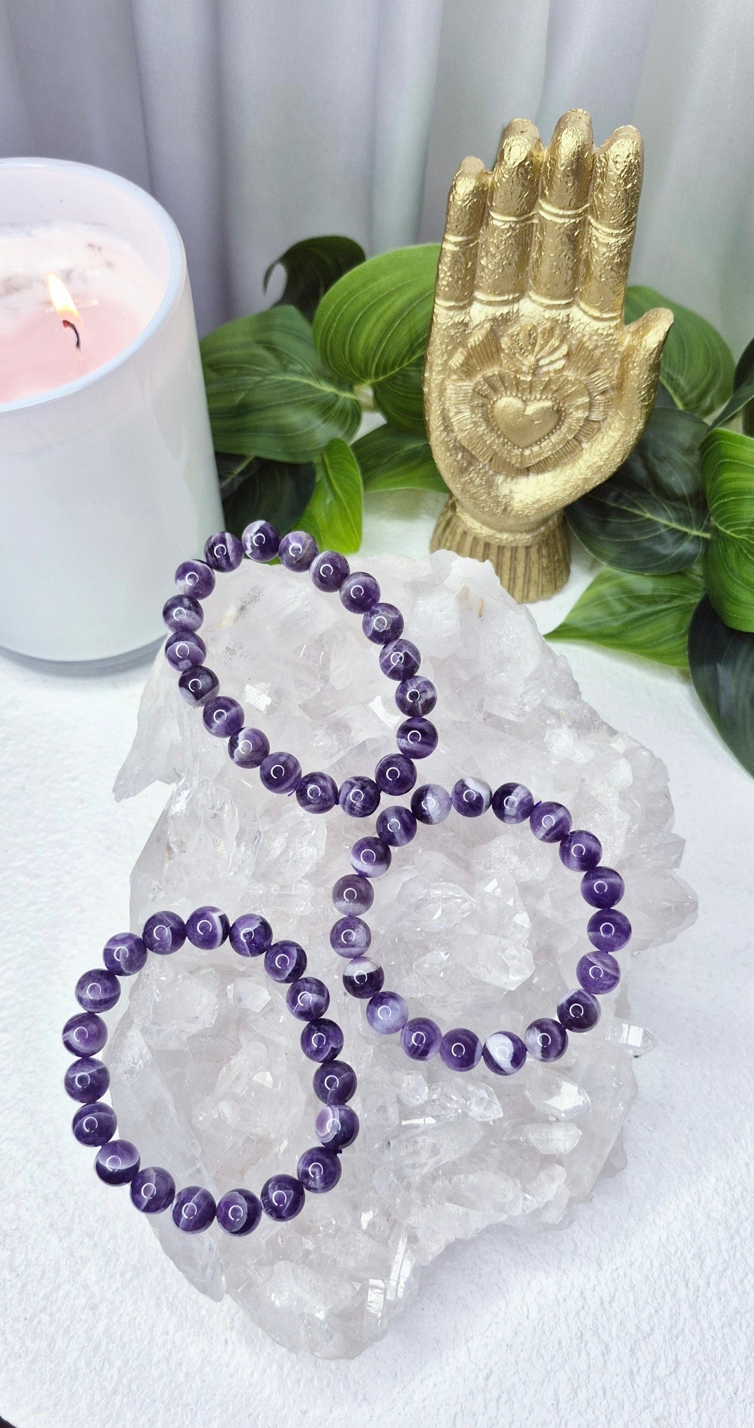 Chevron (Dream) Amethyst Beaded Bracelet