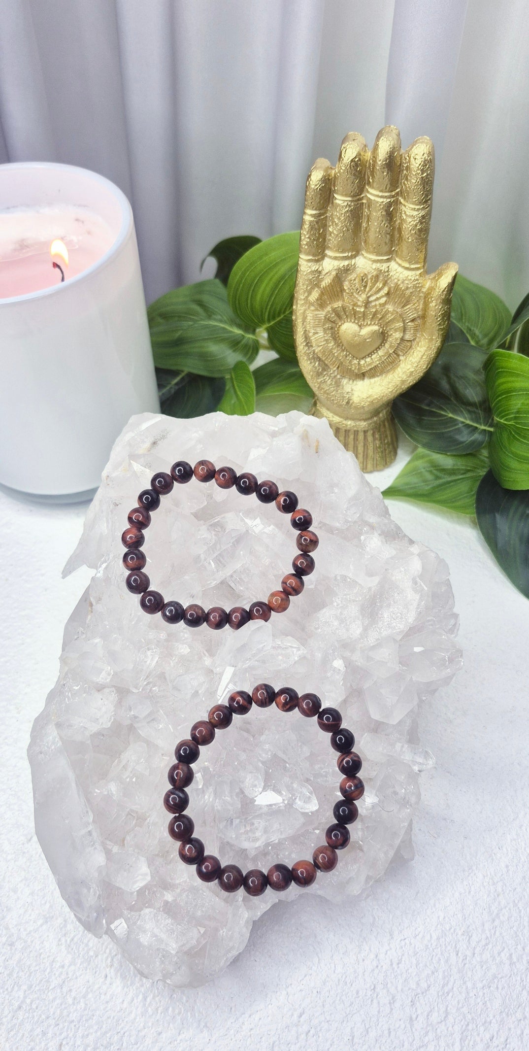 Red Tigers Eye Beaded Bracelet