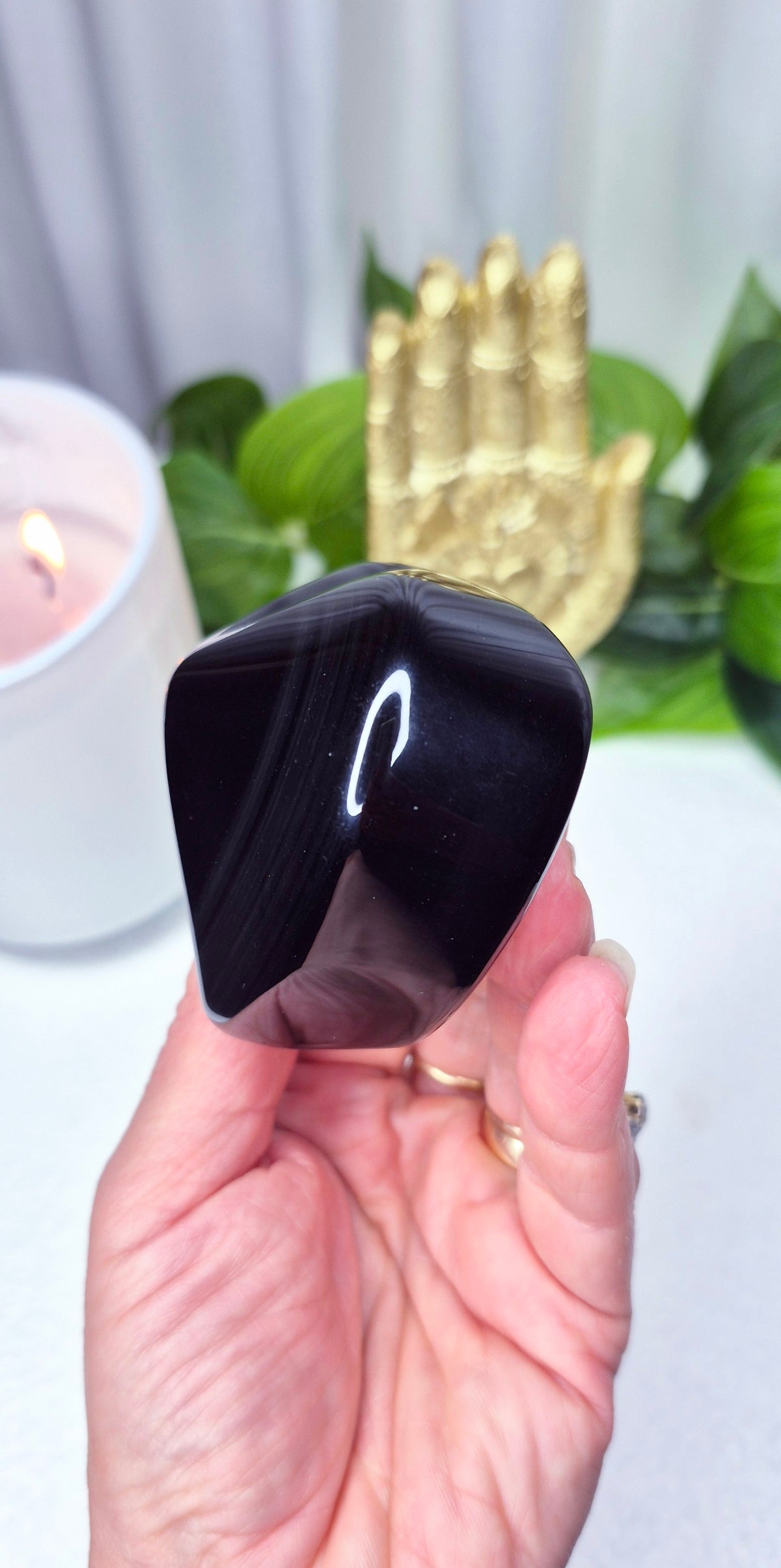 Rainbow Obsidian Heart Carving