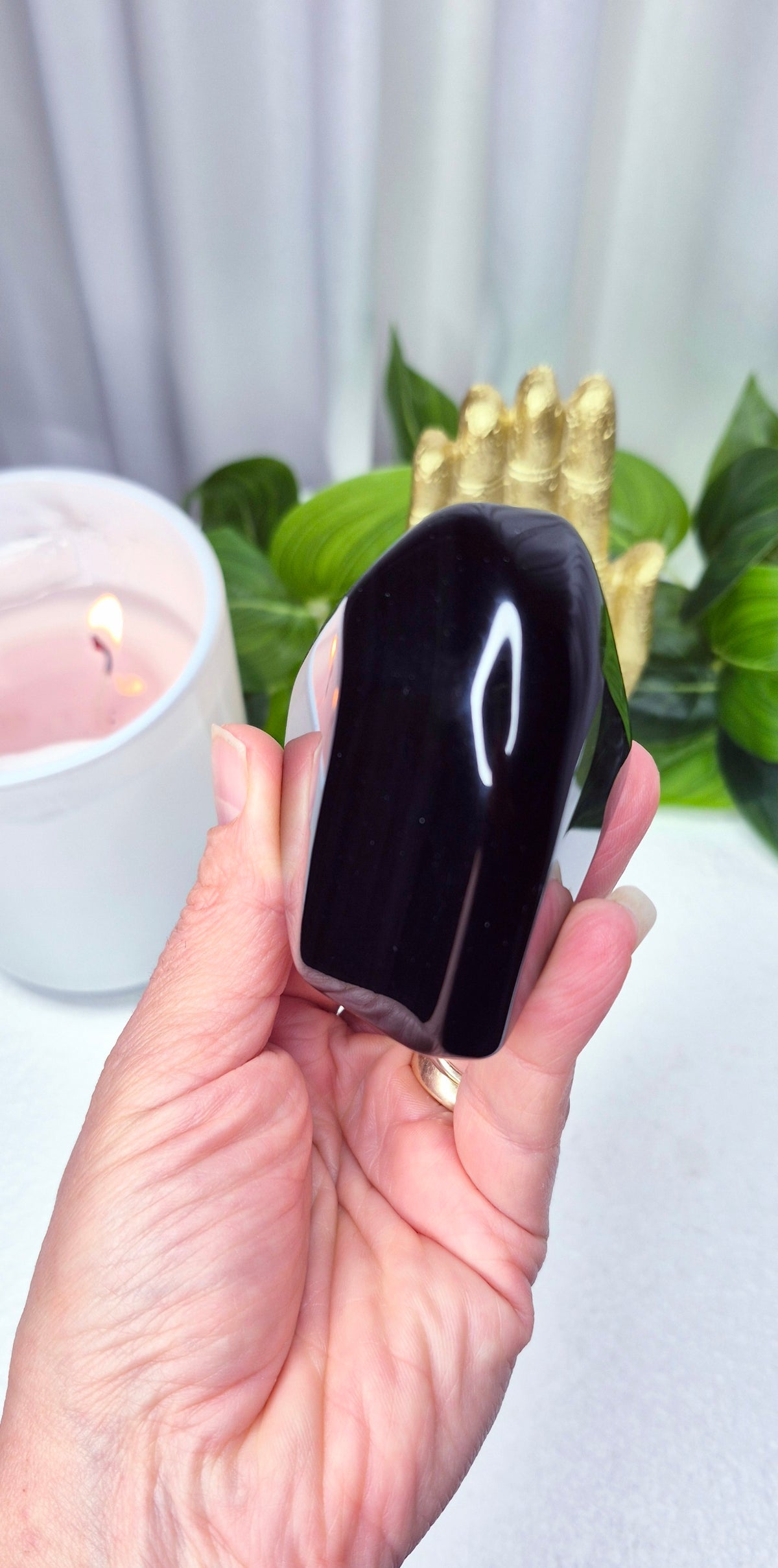 Rainbow Obsidian Heart Carving