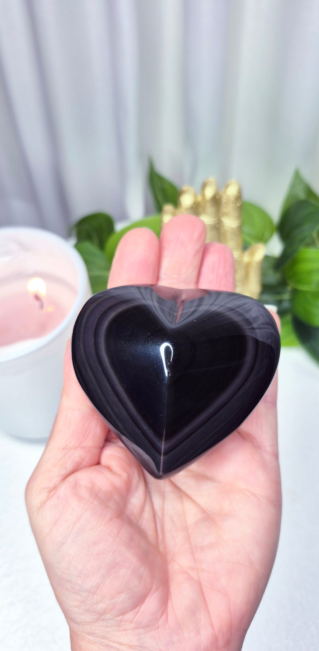 Rainbow Obsidian Heart Carving