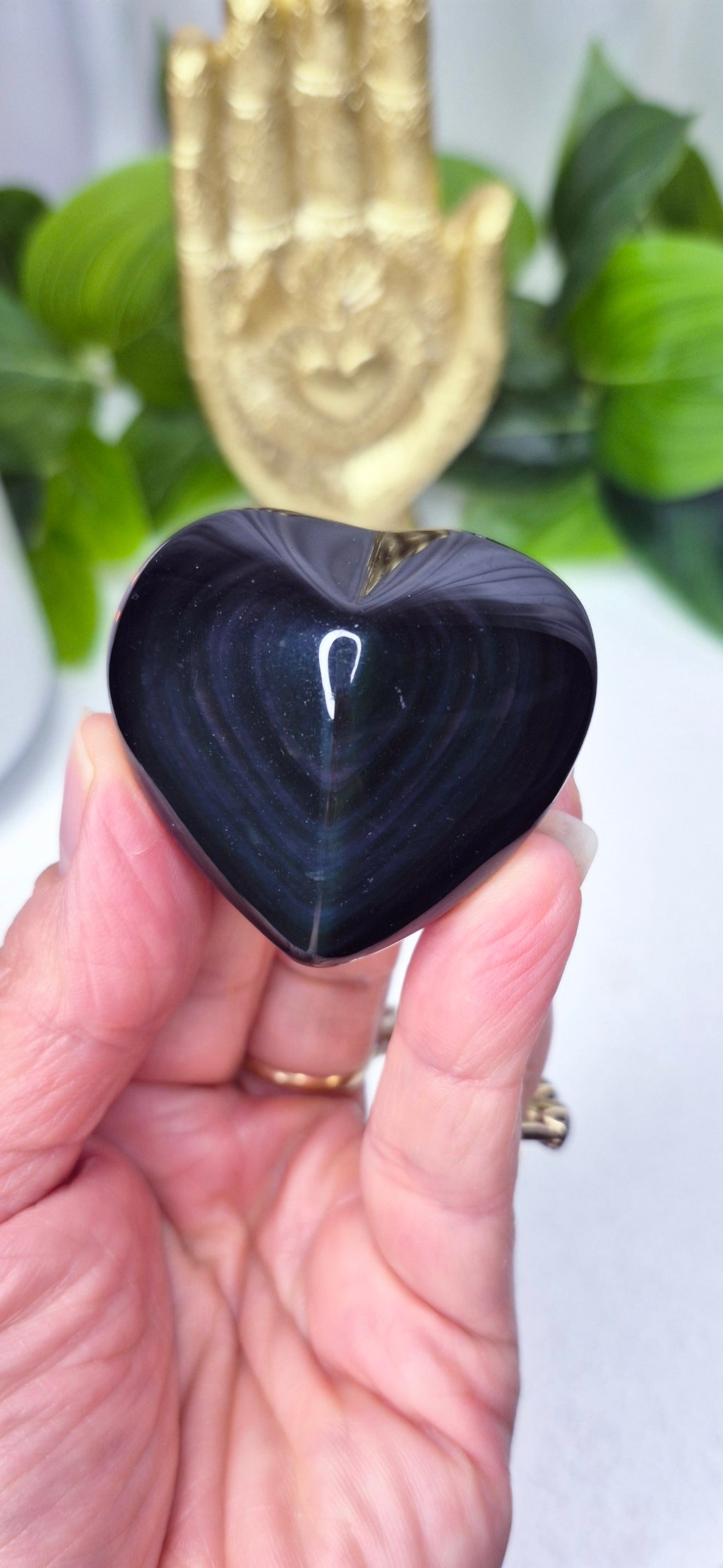 Rainbow Obsidian Heart Carving