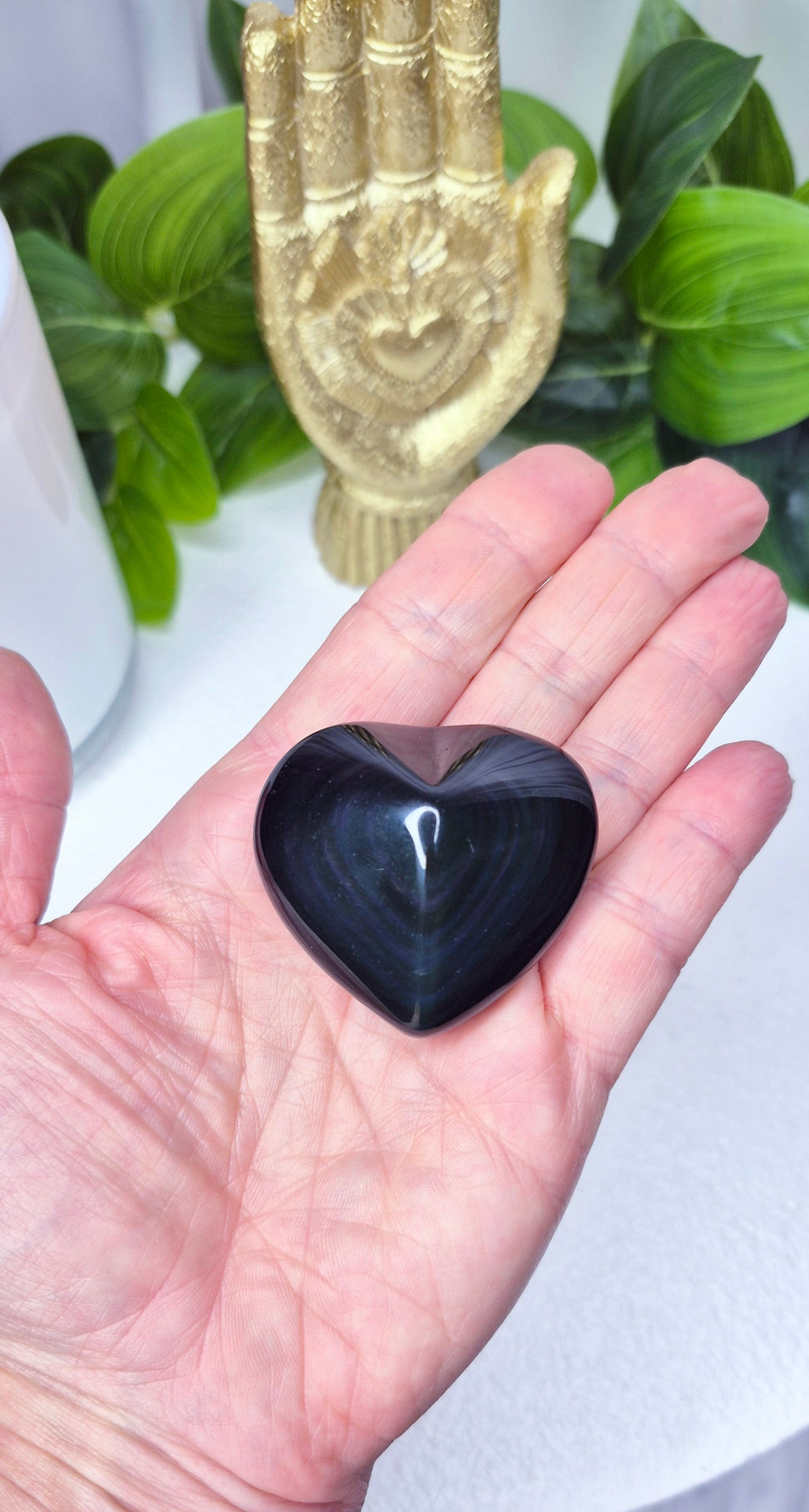 Rainbow Obsidian Heart Carving