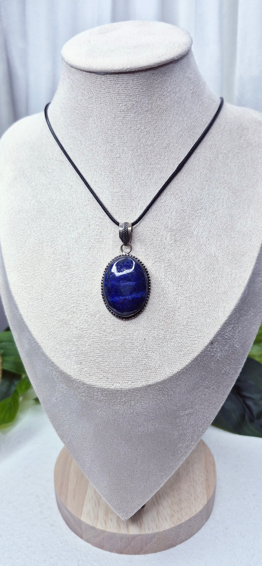 Lapis Lazuli Cabochon Crystal Pendant set in German Silver