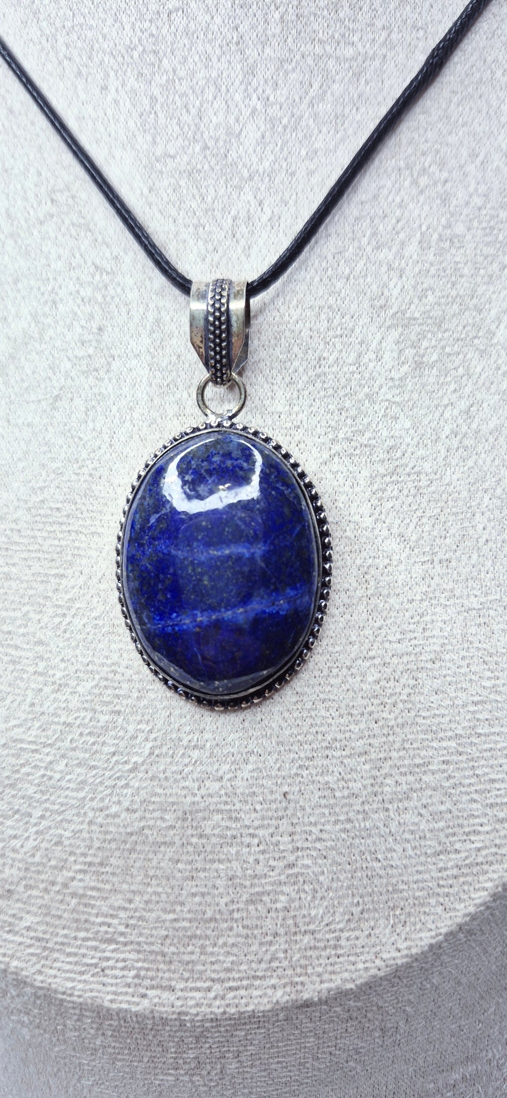 Lapis Lazuli Cabochon Crystal Pendant set in German Silver
