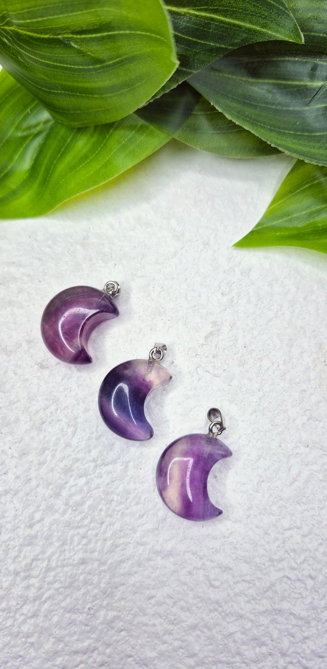 Fluorite Moon Carving Pendants