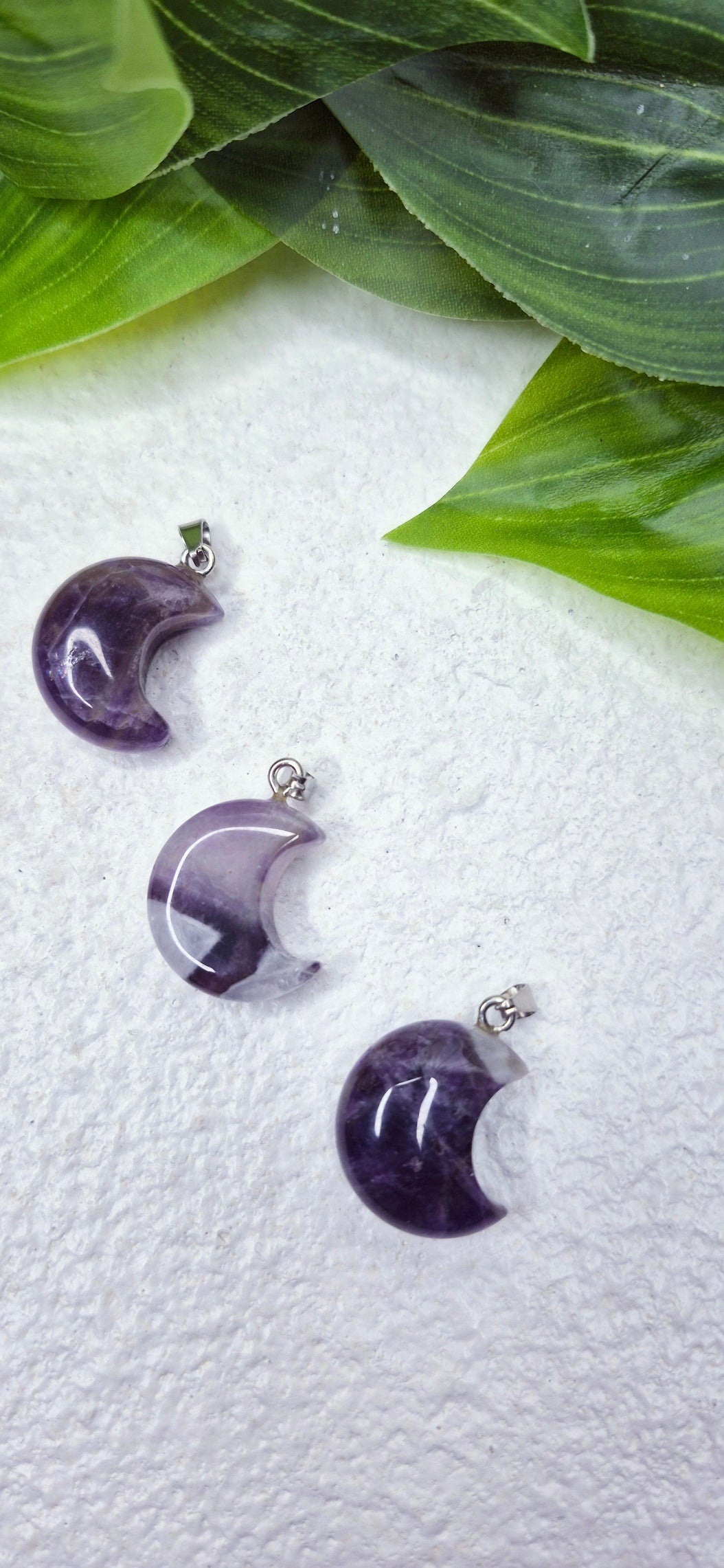Amethyst Moon Carving Pendant
