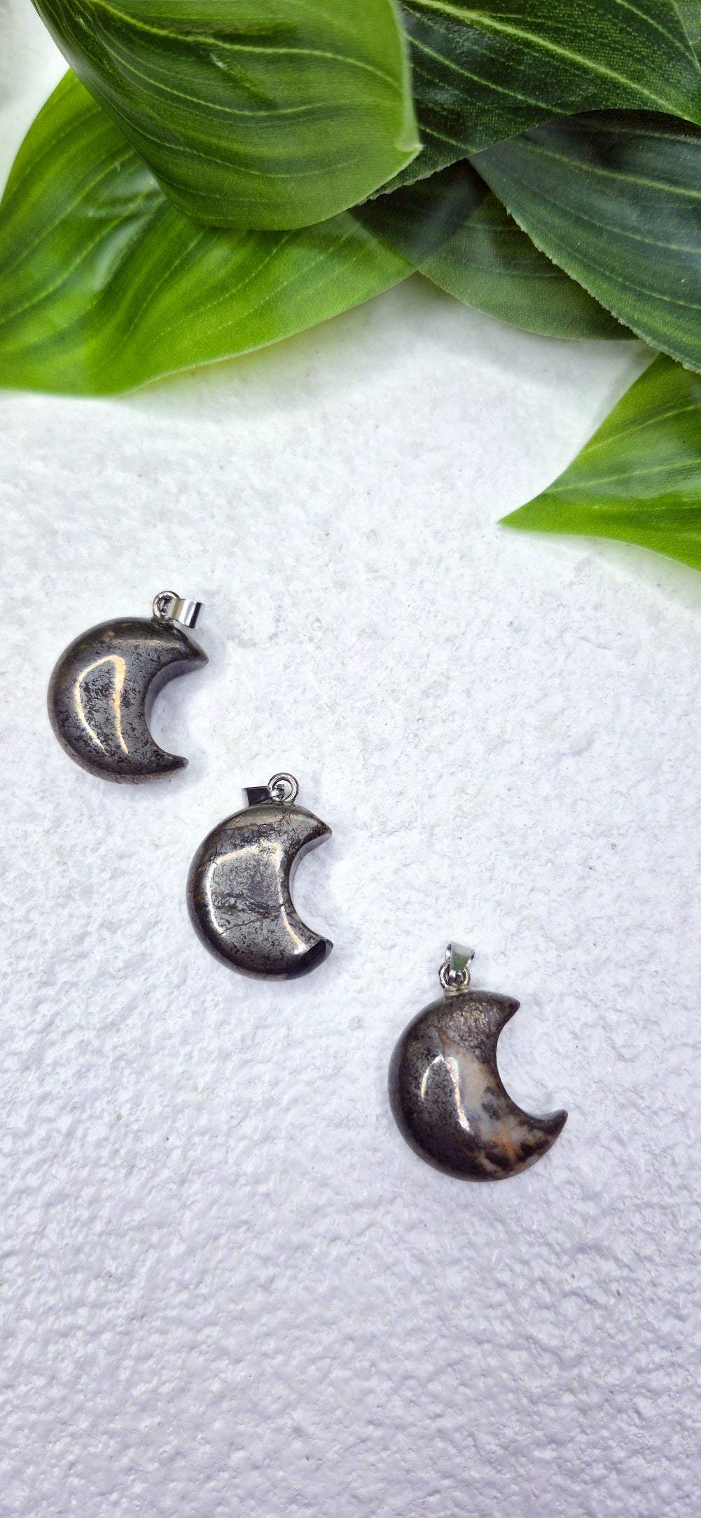 Pyrite Moon Carving Pendant