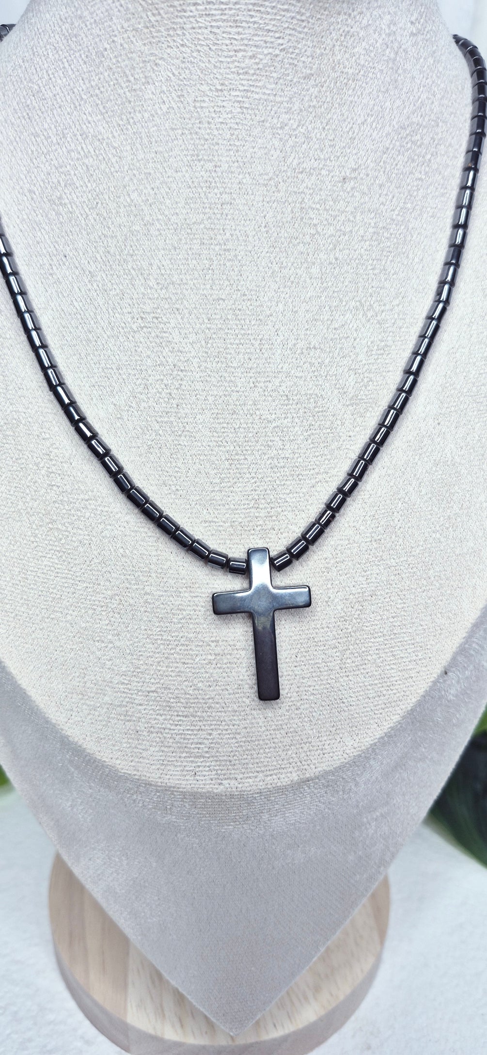 Hematite Cross Beaded Necklace