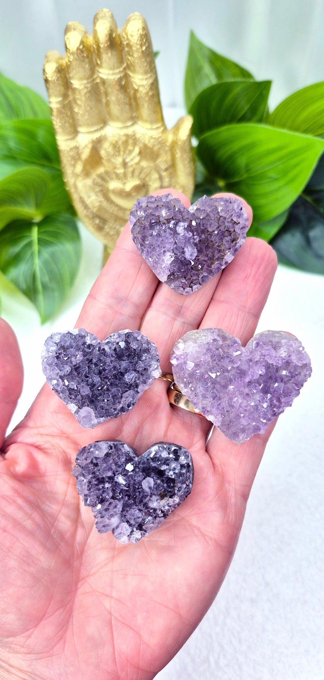 Small Rainbow Amethyst Heart Carving