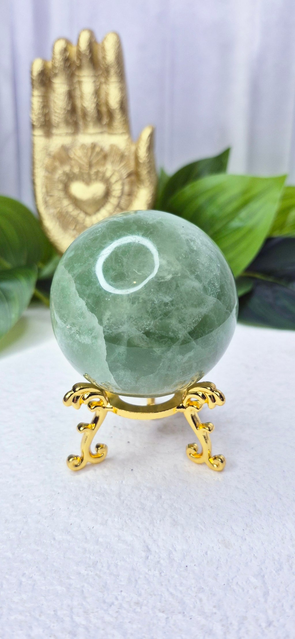 Green Fluorite Sphere on Stand