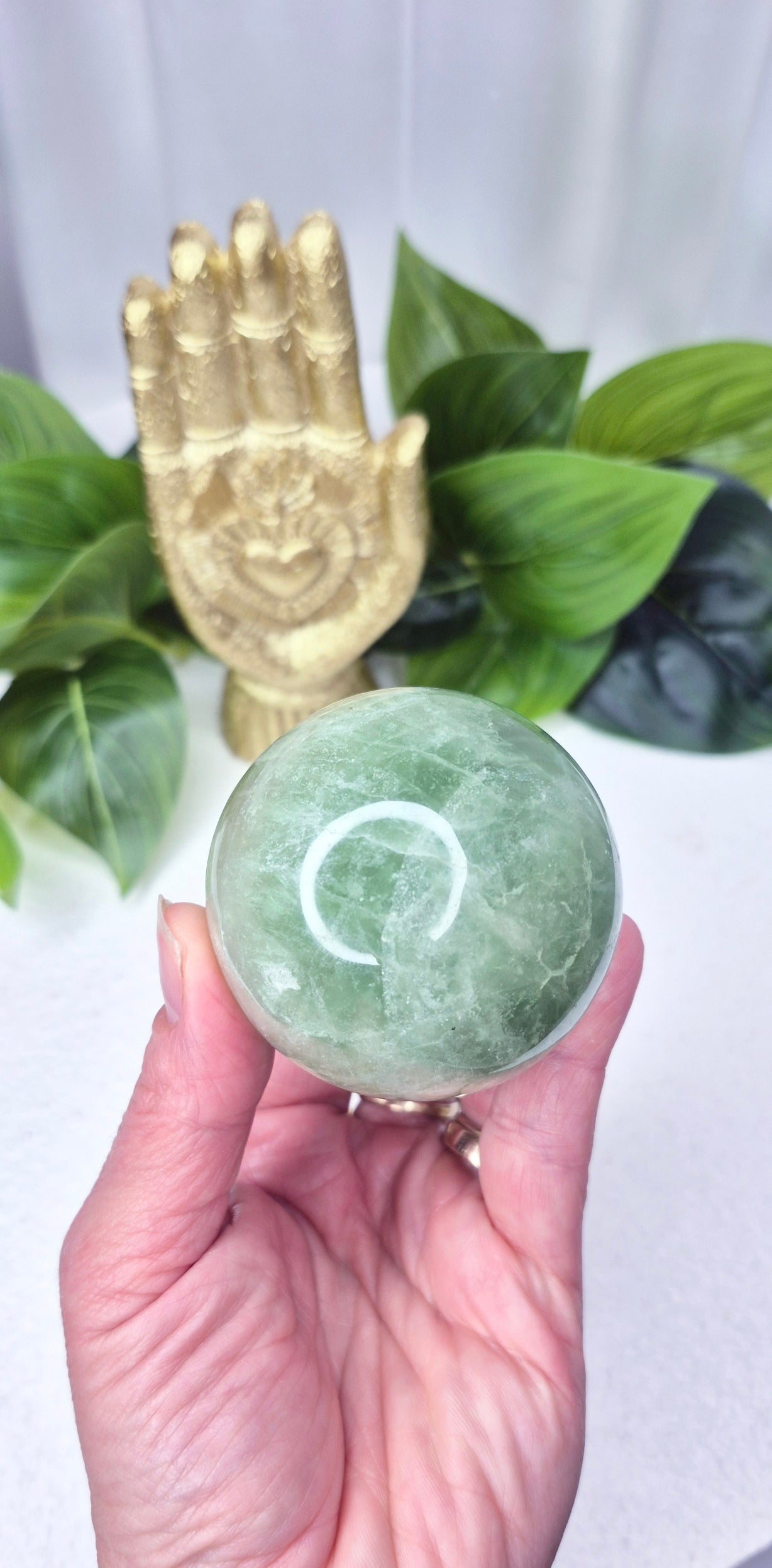 Green Fluorite Sphere on Stand