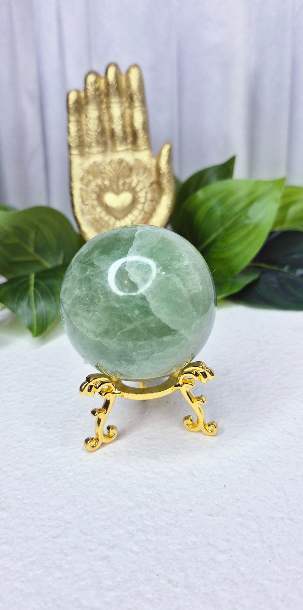 Green Fluorite Sphere on Stand