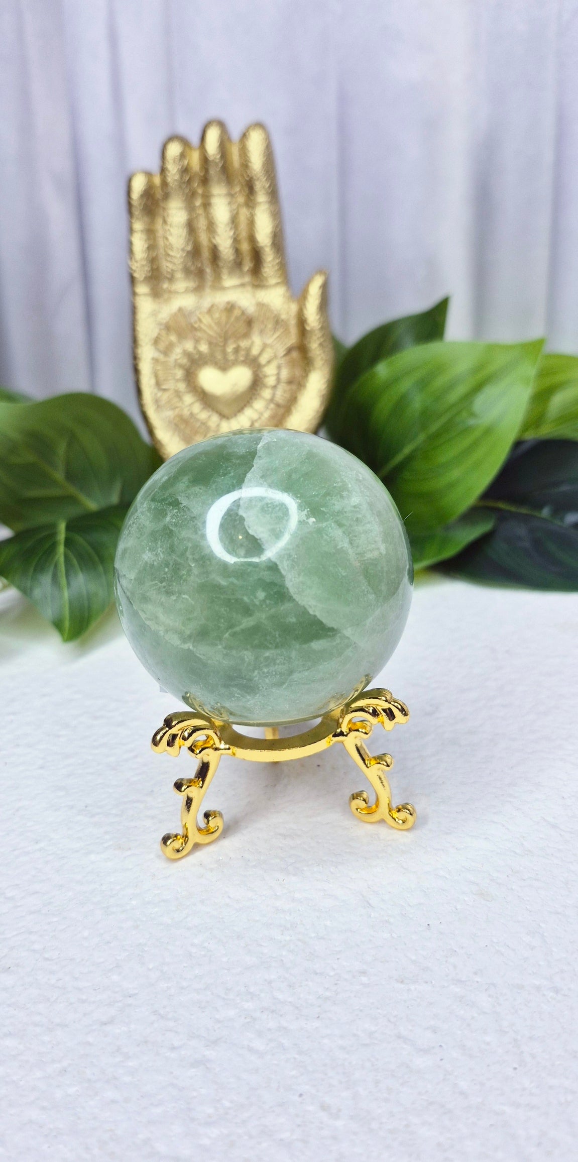 Green Fluorite Sphere on Stand