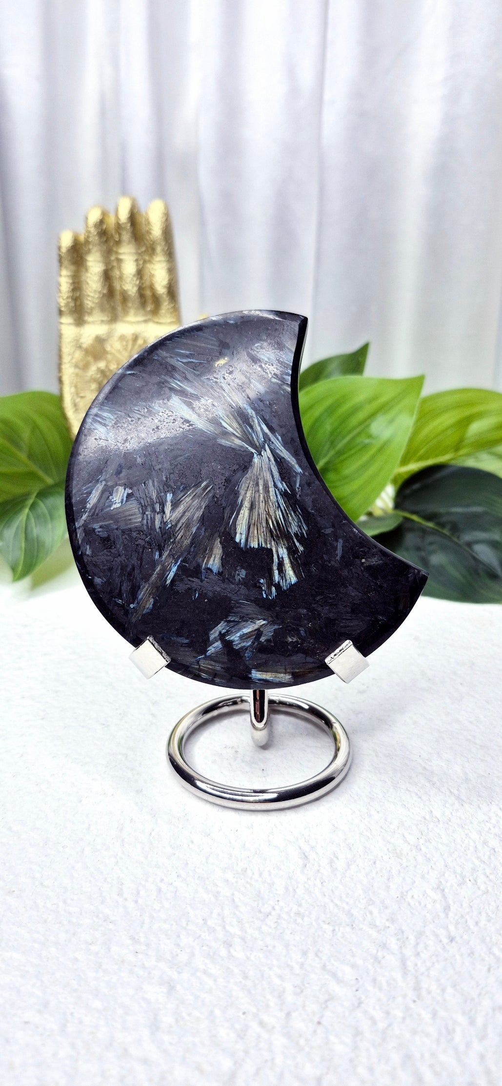 Arfvedsonite Crescent Moon on Stand