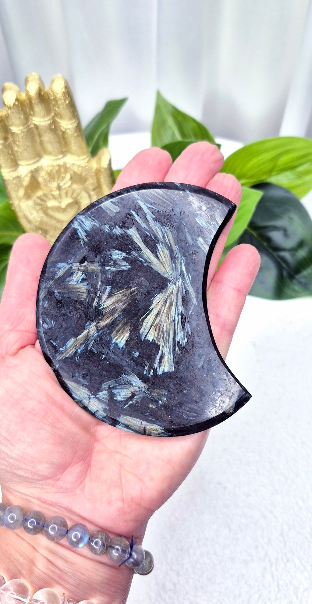 Arfvedsonite Crescent Moon on Stand