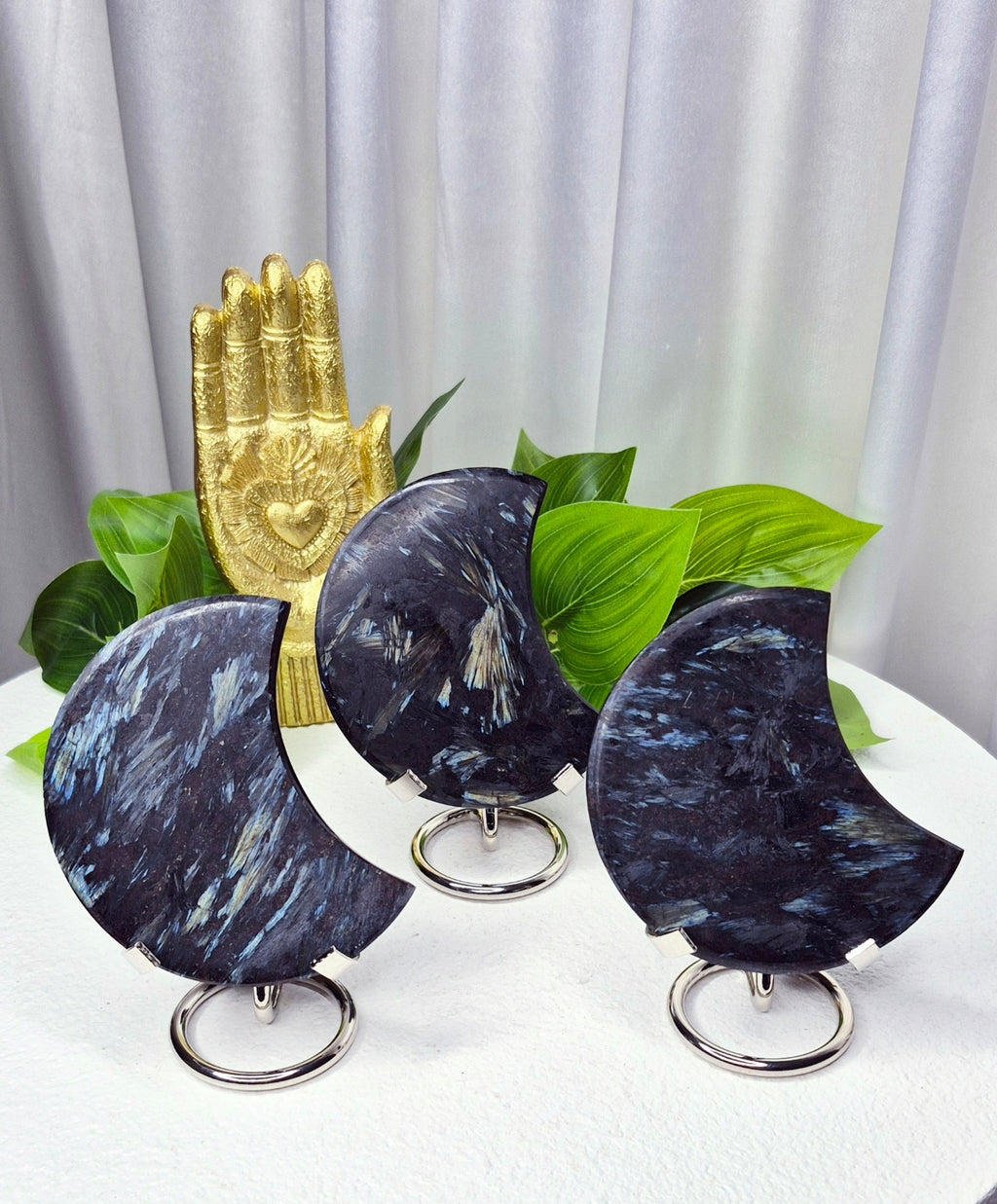 Arfvedsonite Crescent Moon on Stand