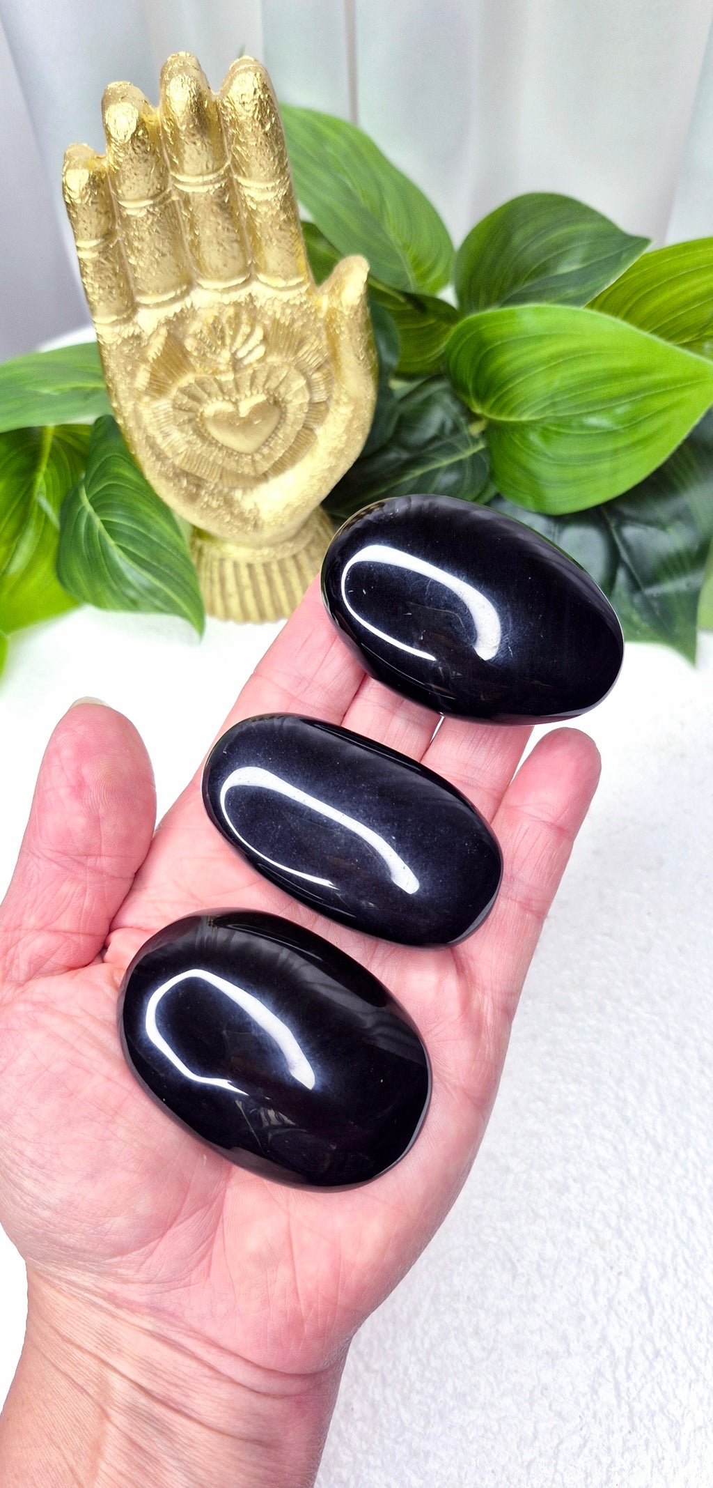 Black Obsidian Palm Stone