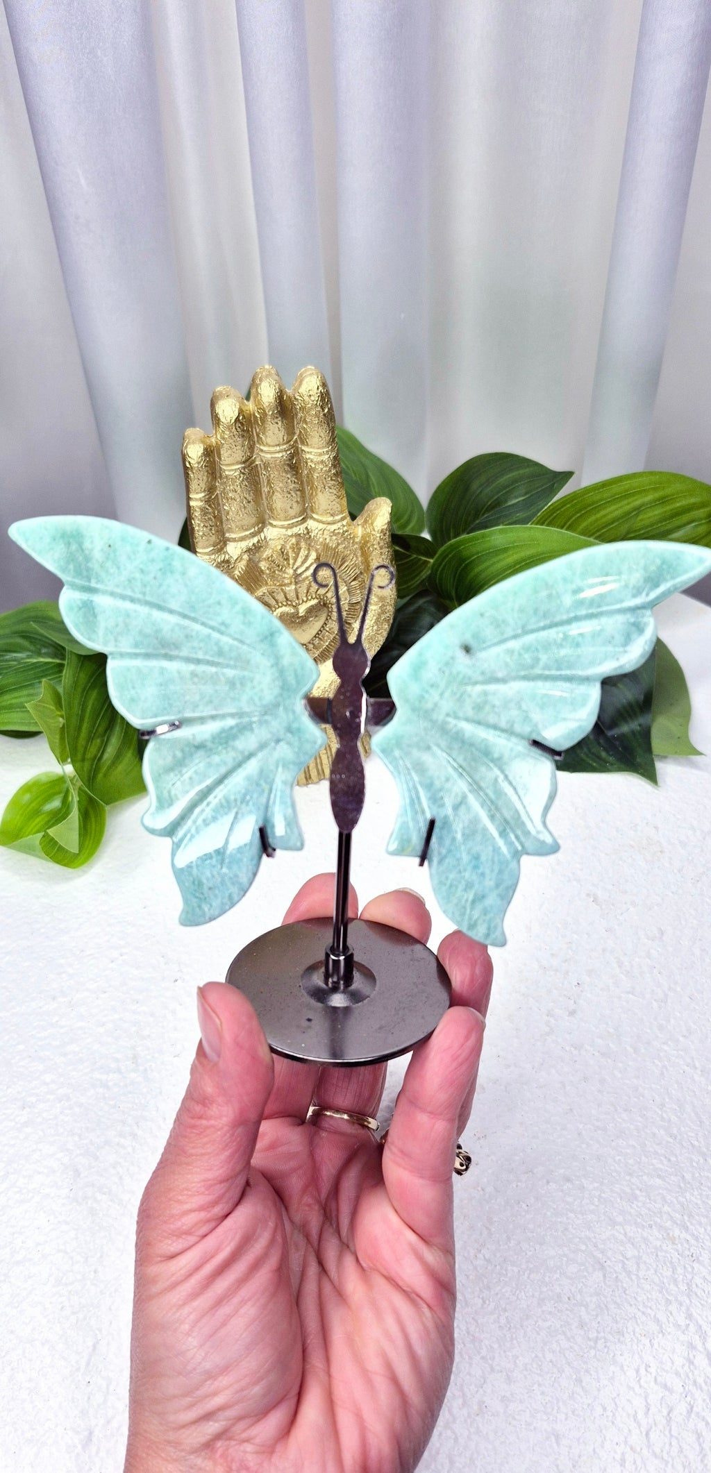 Amazonite Butterfly Wings on stand