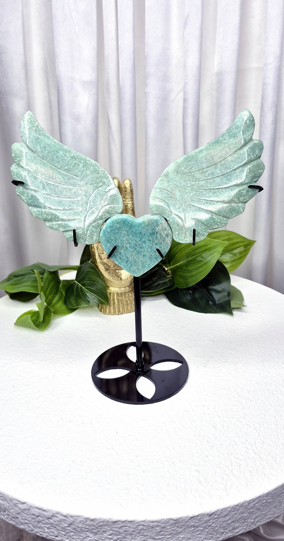 Amazonite Statement Angel Wings on Stand