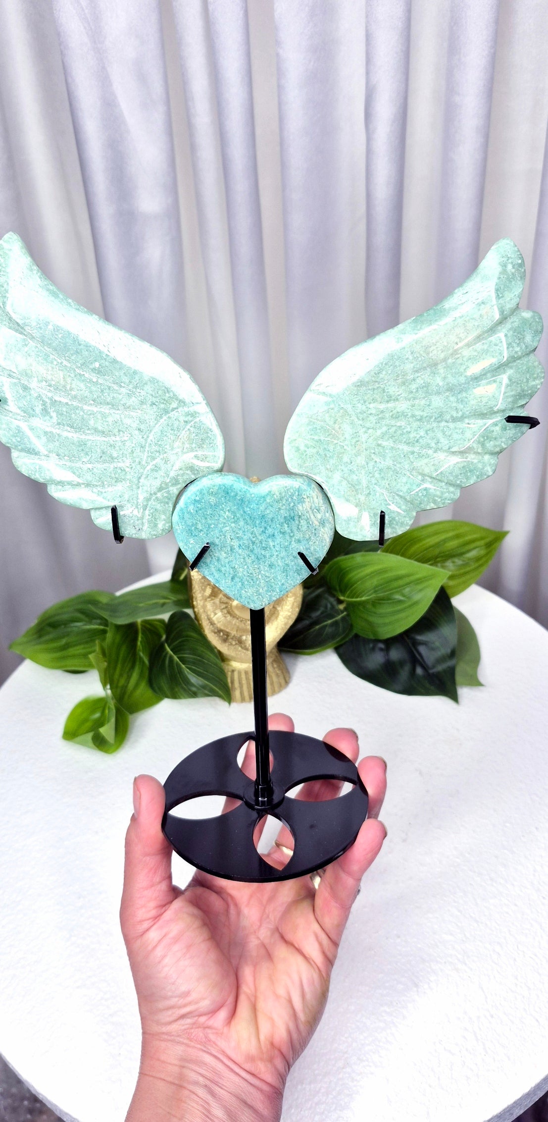 Amazonite Statement Angel Wings on Stand