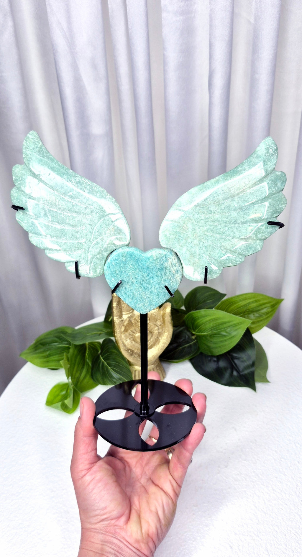 Amazonite Statement Angel Wings on Stand